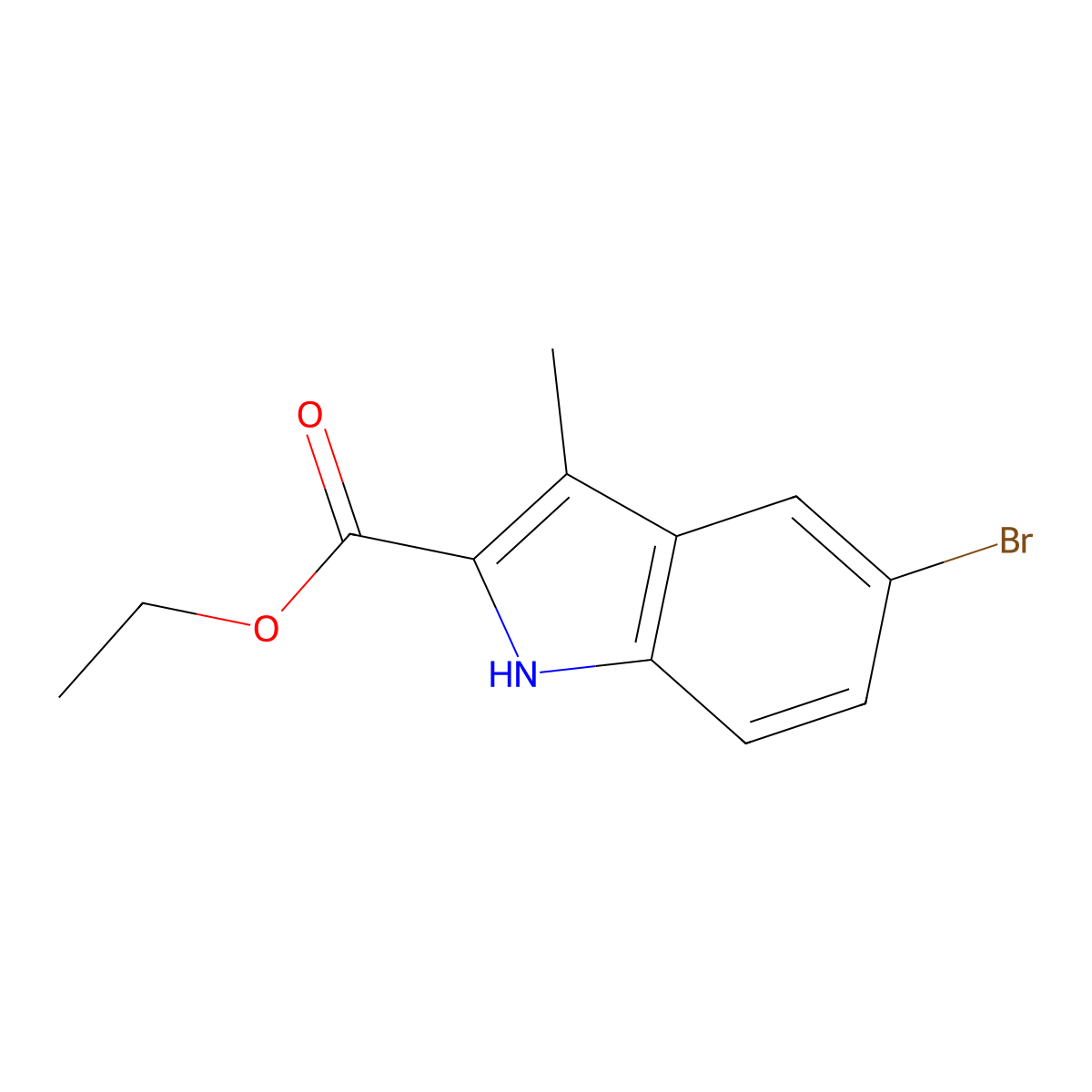 Ethyl 5-bromo-3-methyl-1H-indole-2-carboxylate molecular structure, CAS 70070-22-3
