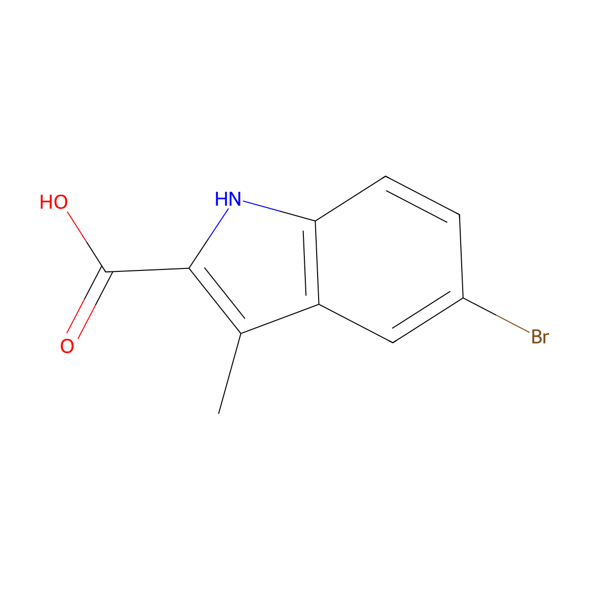 5-bromo-3-methyl-1H-indole-2-carboxylic Acid molecular structure, CAS 70070-32-5
