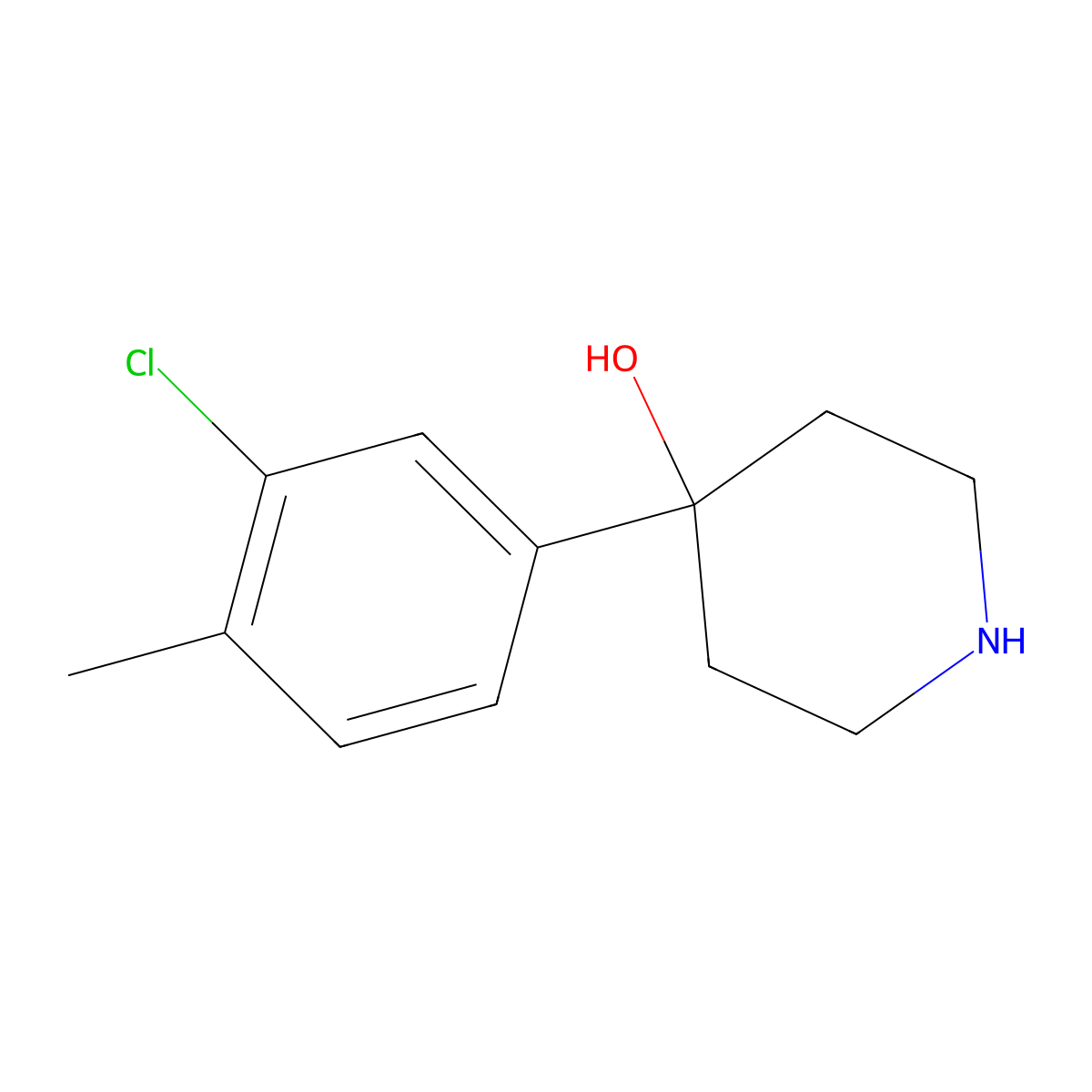 4-(3-Chloro-4-methylphenyl)piperidin-4-ol molecular structure, CAS 700794-55-4
