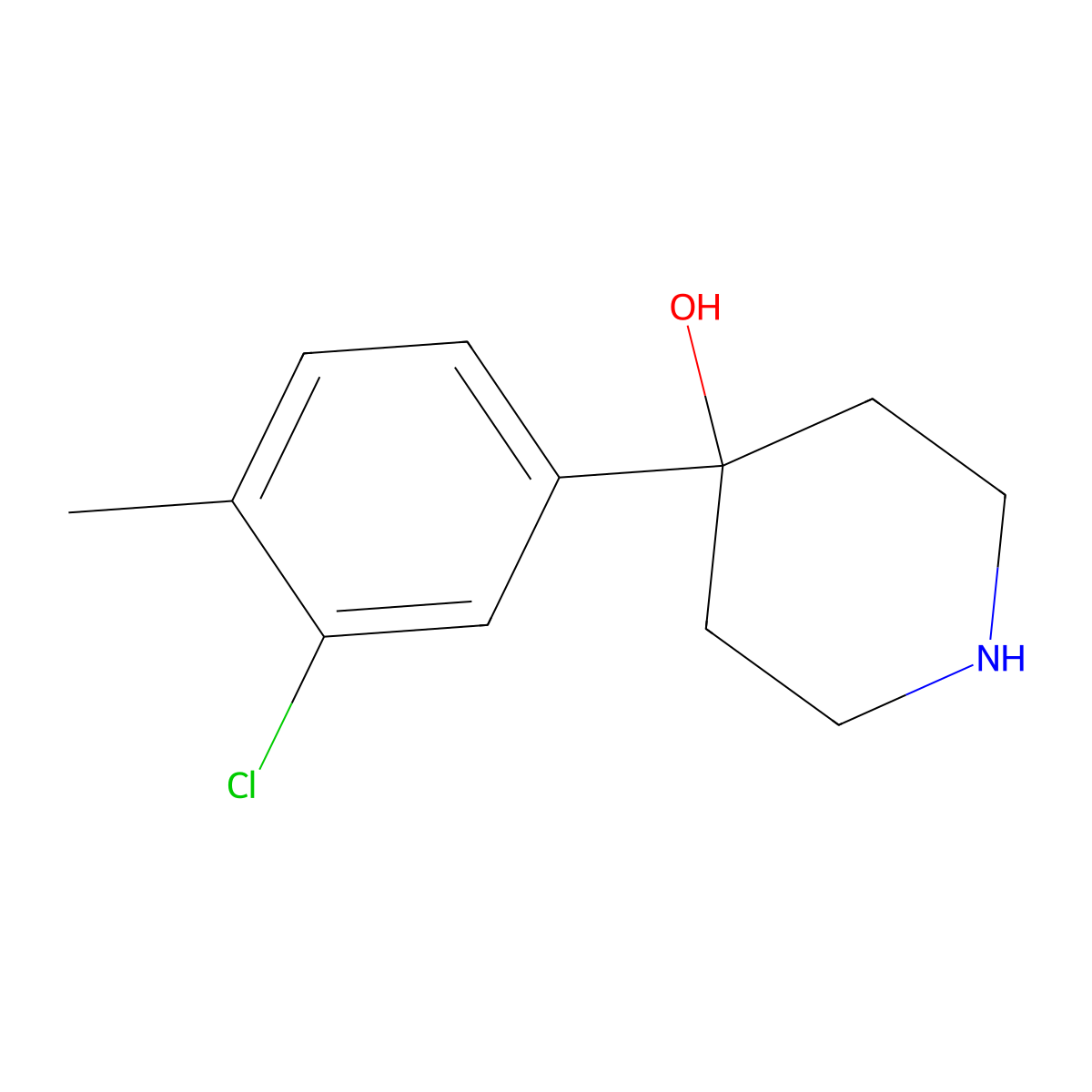 4-(3-Chloro-4-methylphenyl)piperidin-4-ol molecular structure, CAS 700794-55-4