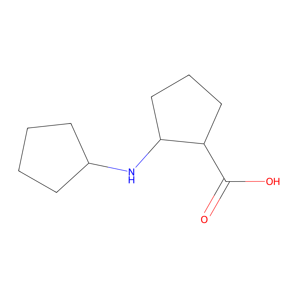 2-(Cyclopentylamino)cyclopentane-1-carboxylic acid molecular structure, CAS 700797-68-8