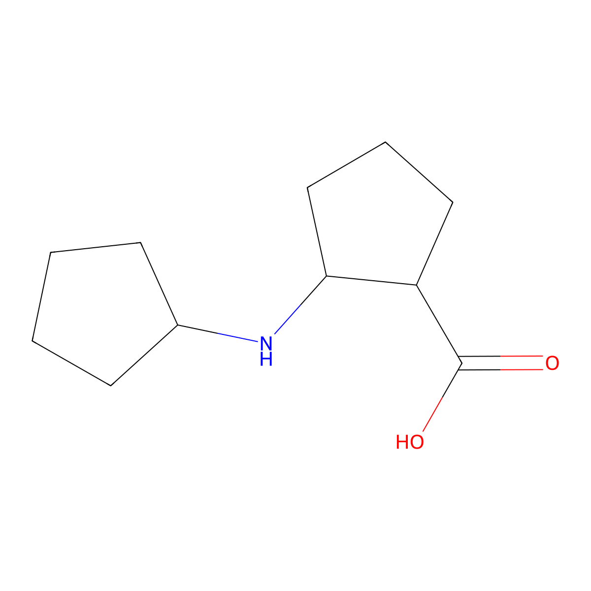 2-(Cyclopentylamino)cyclopentane-1-carboxylic acid molecular structure, CAS 700797-68-8