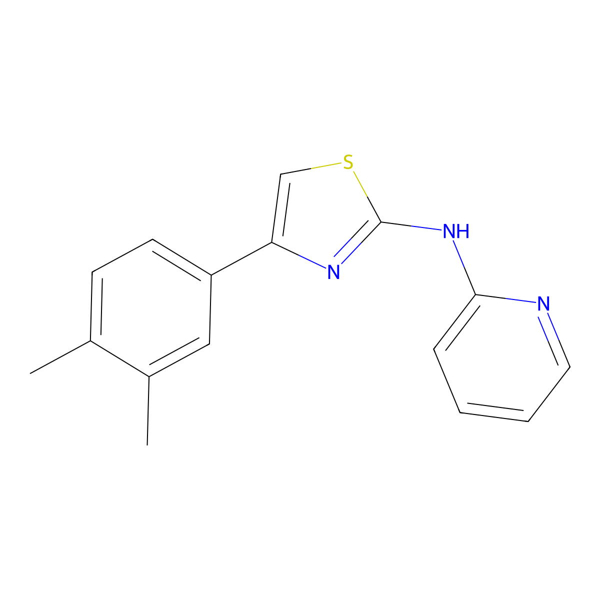 N-[4-(3,4-dimethylphenyl)-1,3-thiazol-2-yl]pyridin-2-amine molecular structure, CAS 700803-18-5