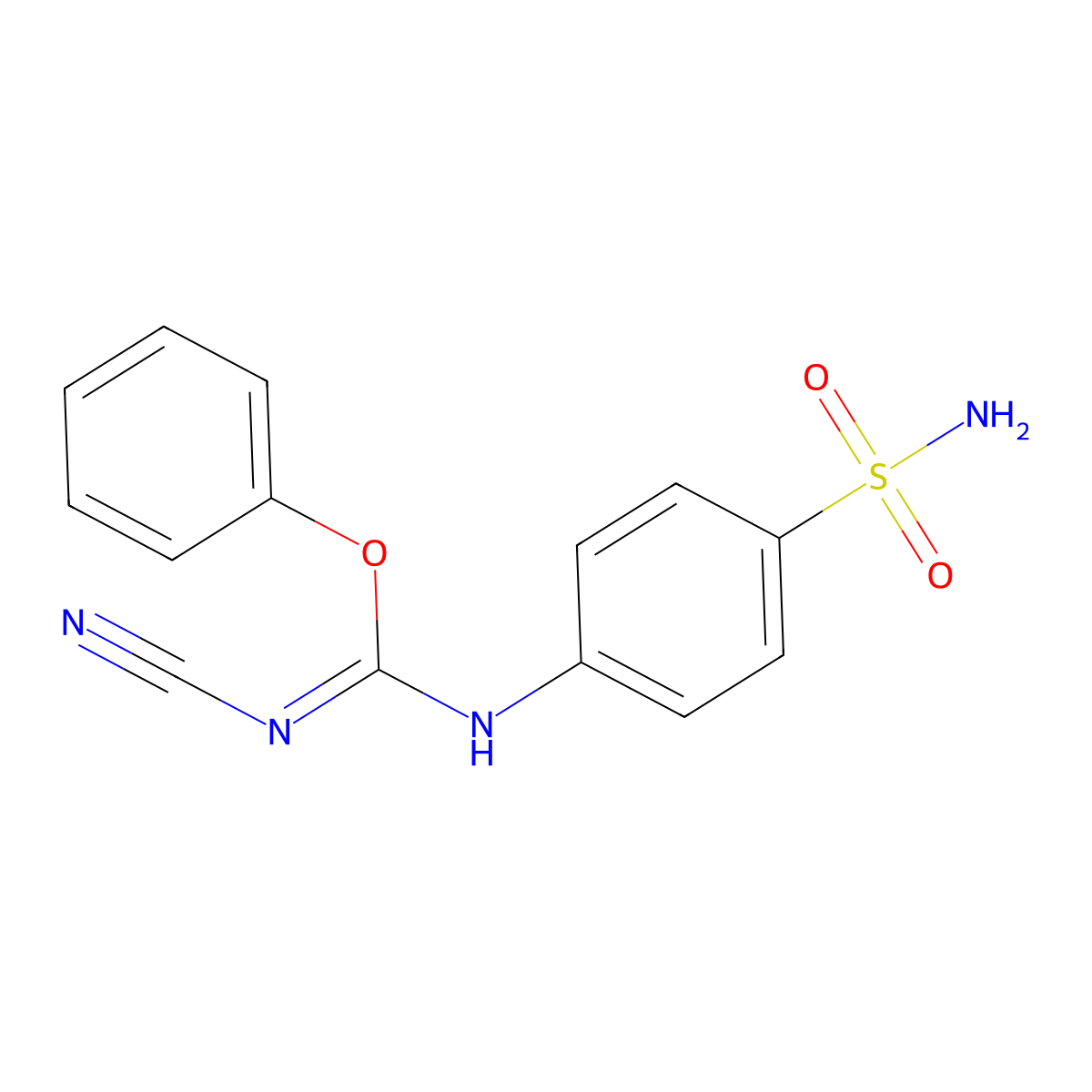 phenyl N'-cyano-N-(4-sulfamoylphenyl)carbamimidate molecular structure, CAS 700805-72-7