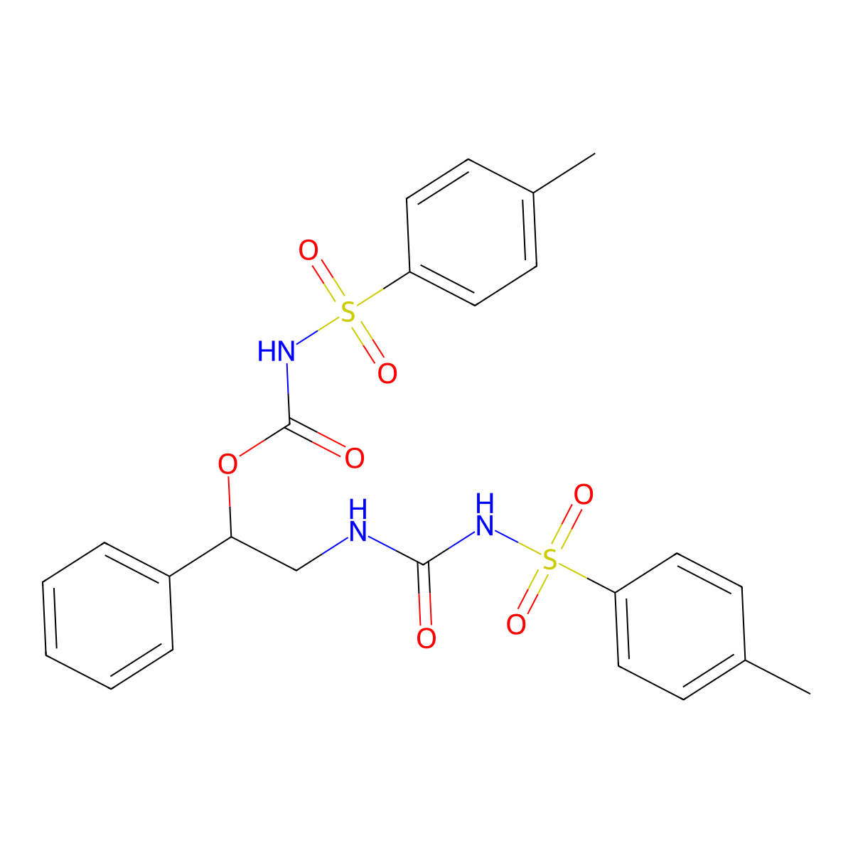 1-Phenyl-2-(3-tosylureido)ethyltosylcarbamate molecular structure, CAS 700813-91-8
