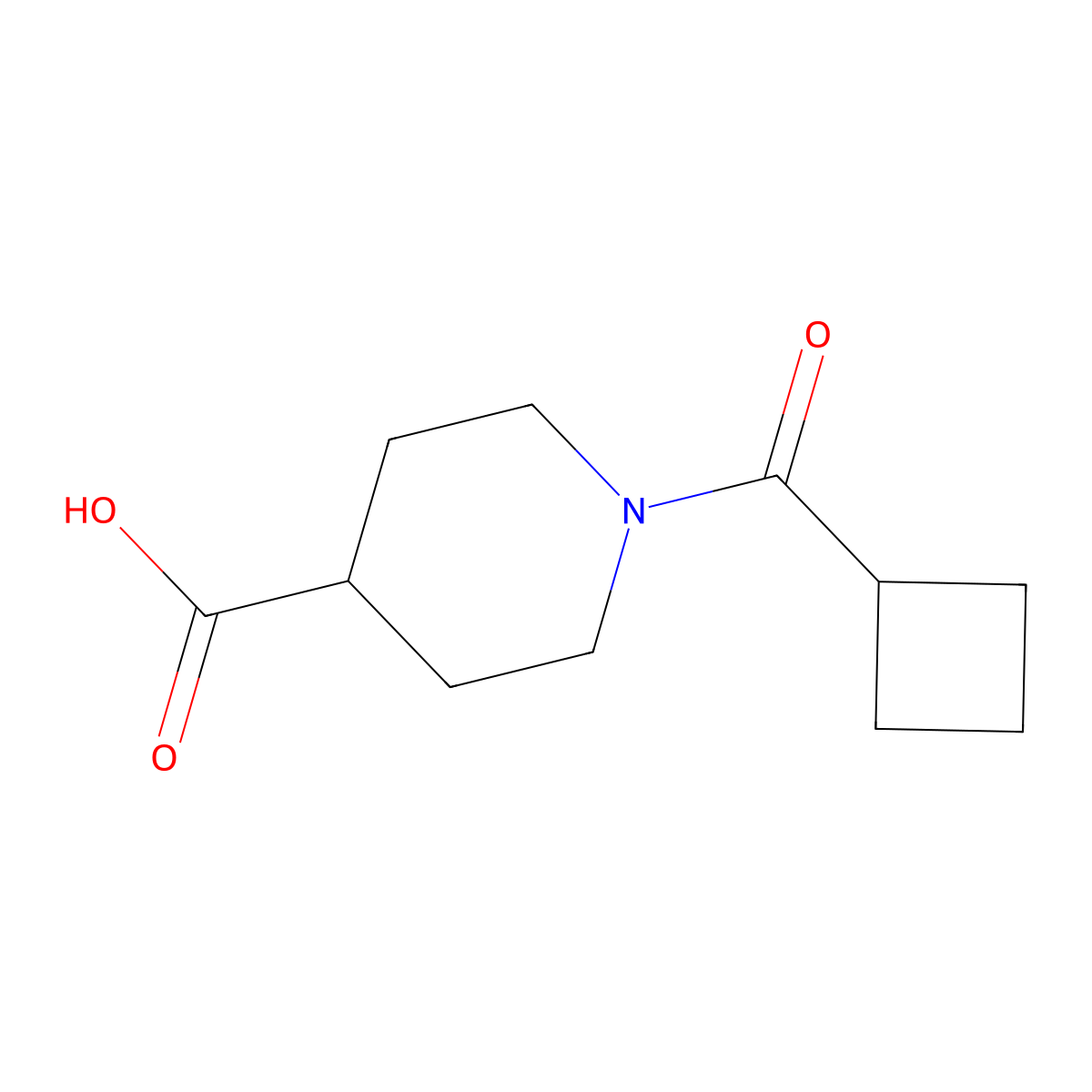 1-(Cyclobutylcarbonyl)piperidine-4-carboxylic acid molecular structure, CAS 700815-60-7