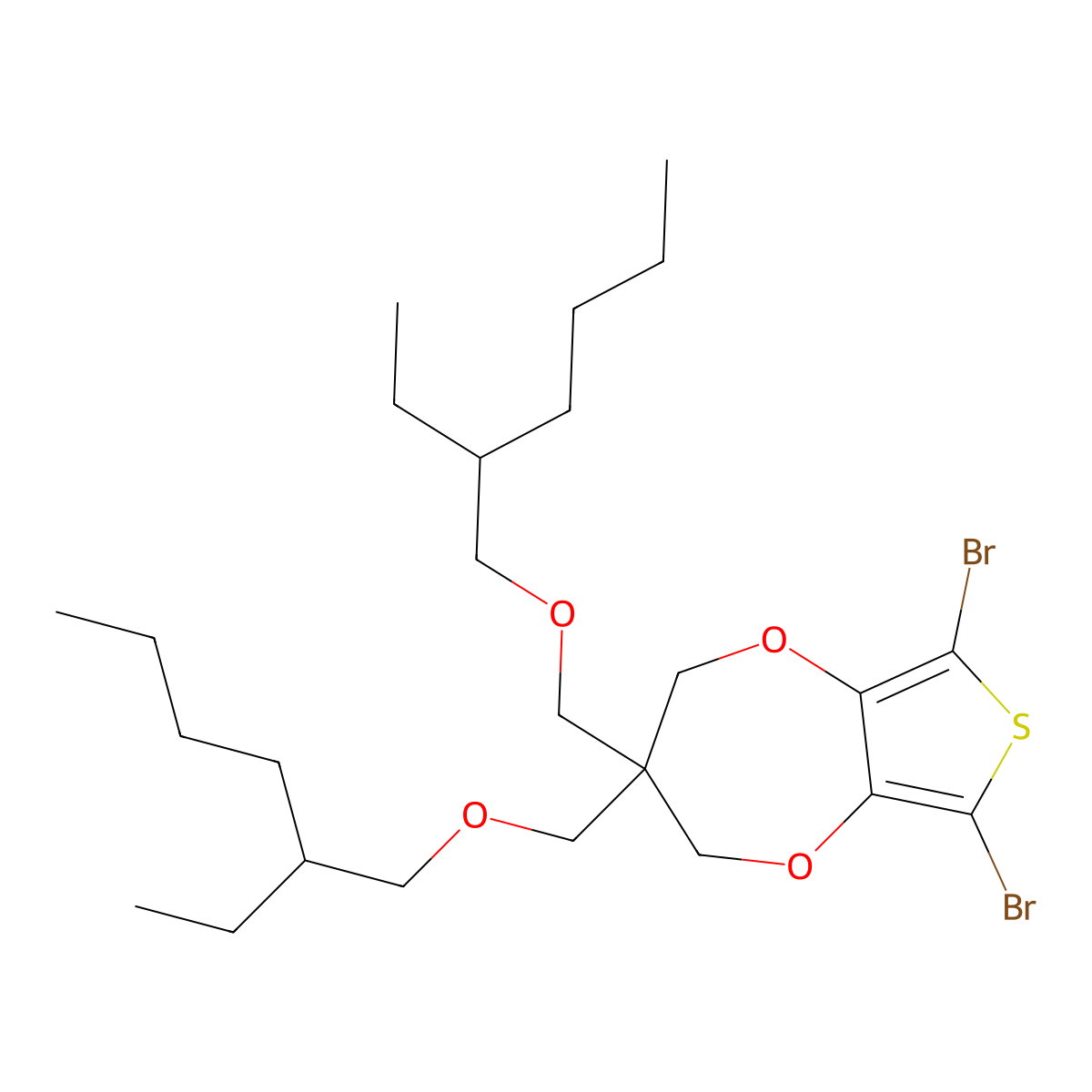 6,8-Dibromo-3,3-bis(((2-ethylhexyl)oxy)methyl)-3,4-dihydro-2H-thieno[3,4-b][1,4]dioxepine molecular structure, CAS 700817-08-9