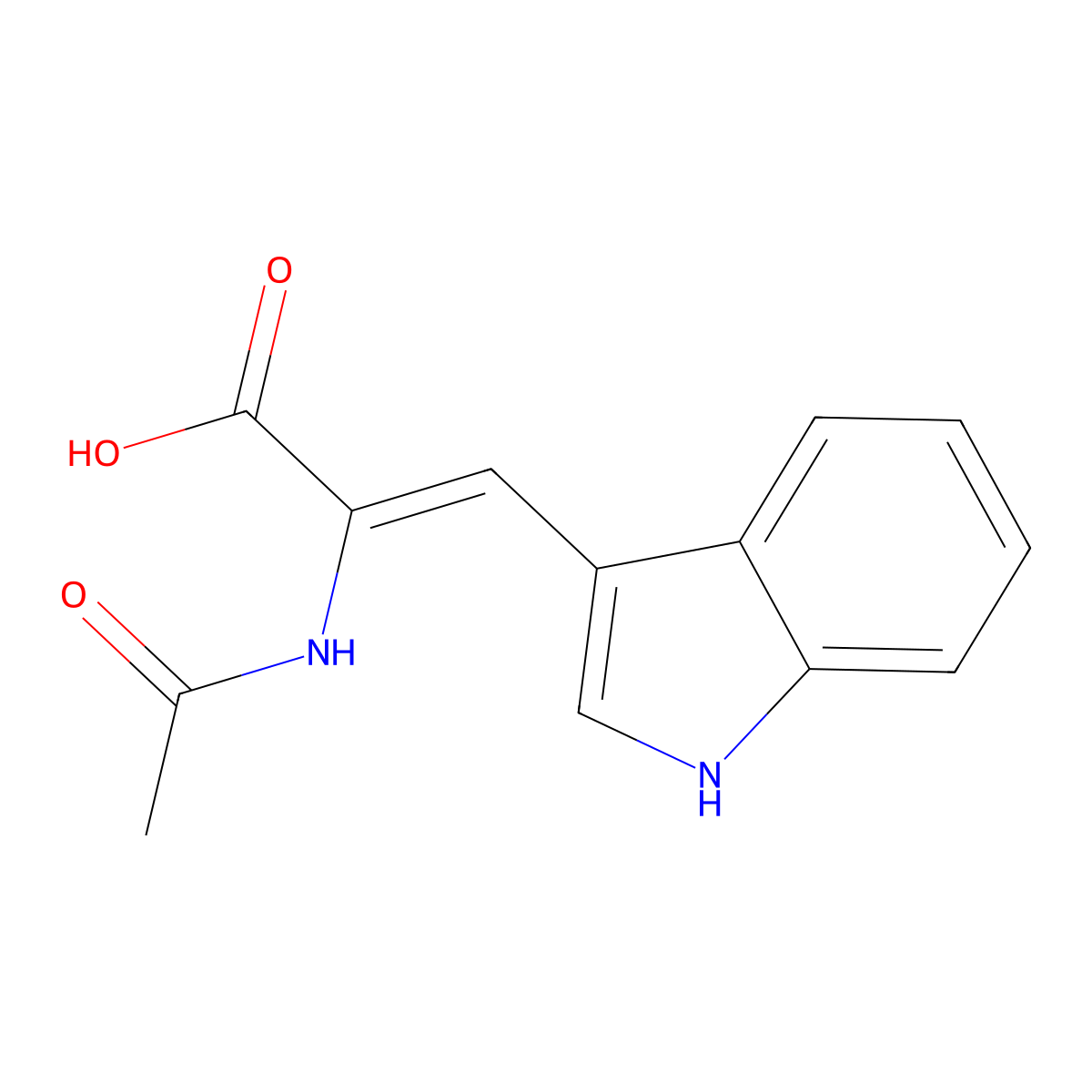 2-acetamido-3-(1H-indol-3-yl)prop-2-enoic acid molecular structure, CAS 70082-70-1