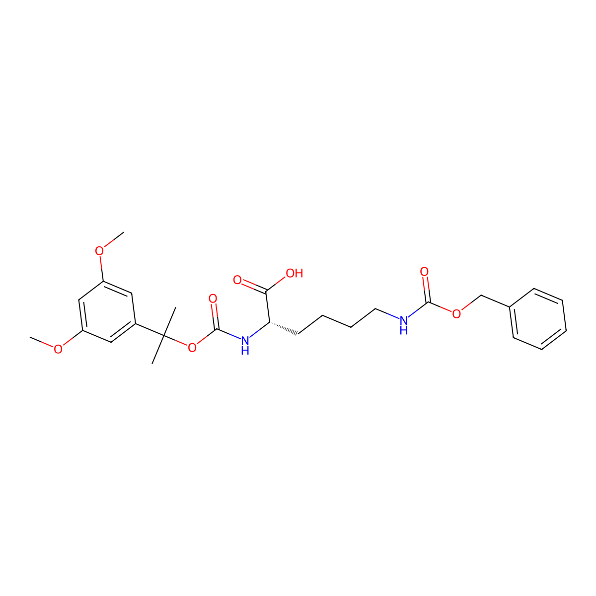 N2-[[1-(3,5-Dimethoxyphenyl)-1-methylethoxy]carbonyl]-N6-[(phenylmethoxy)carbonyl]-L-lysine molecular structure, CAS 70082-80-3