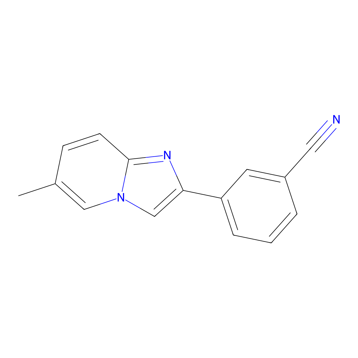 3-(6-Methylimidazo[1,2-a]pyridin-2-yl)benzonitrile molecular structure, CAS 700833-72-3