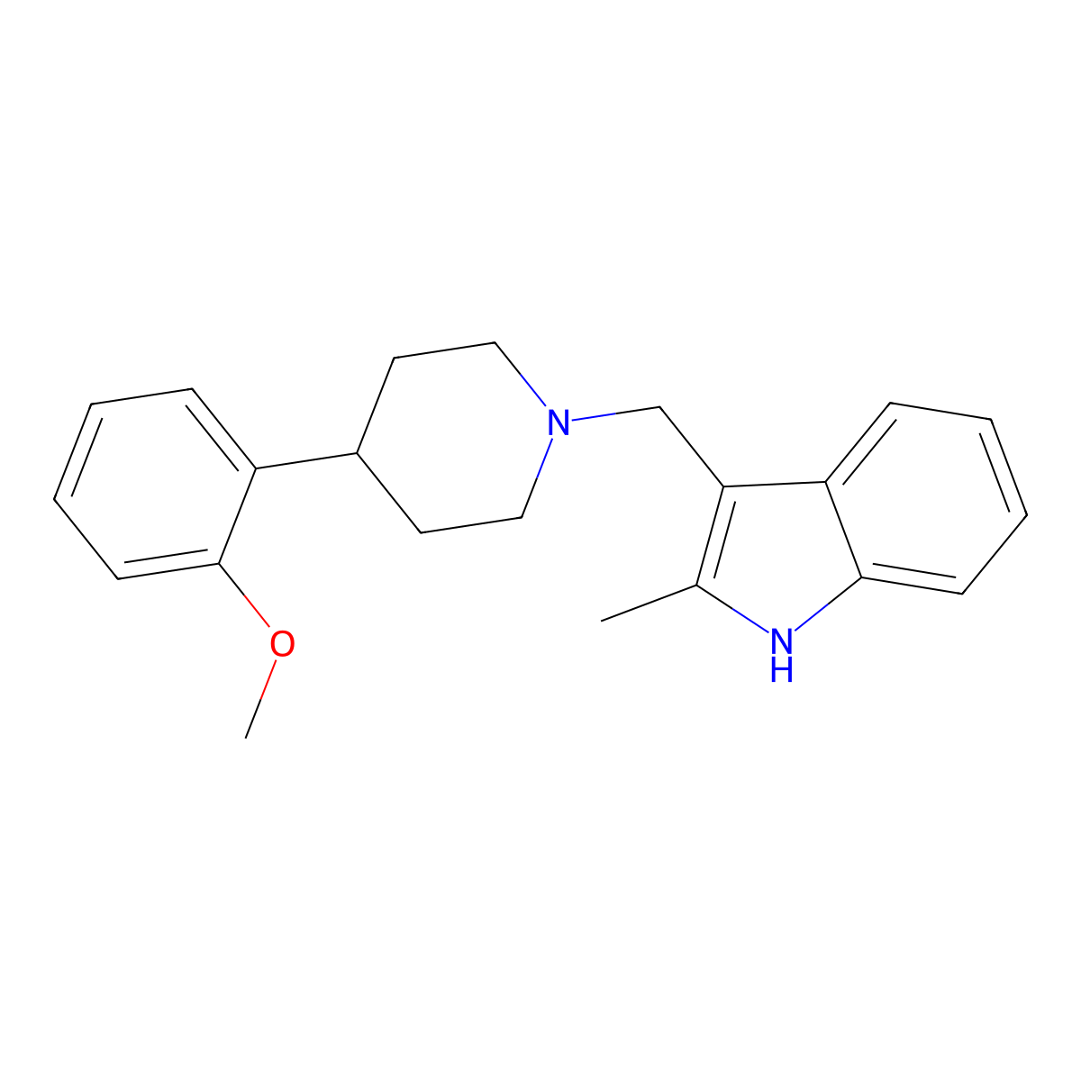 3-{[4-(2-methoxyphenyl)piperidino]methyl}-2-methyl-1H-indole molecular structure, CAS 700843-95-4