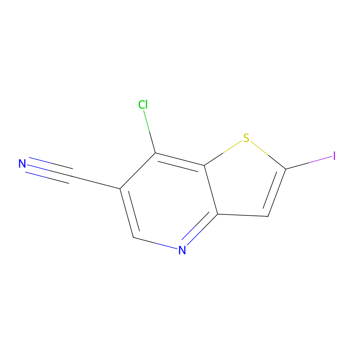 7-Chloro-2-iodothieno[3,2-B]pyridine-6-carbonitrile molecular structure, CAS 700844-17-3