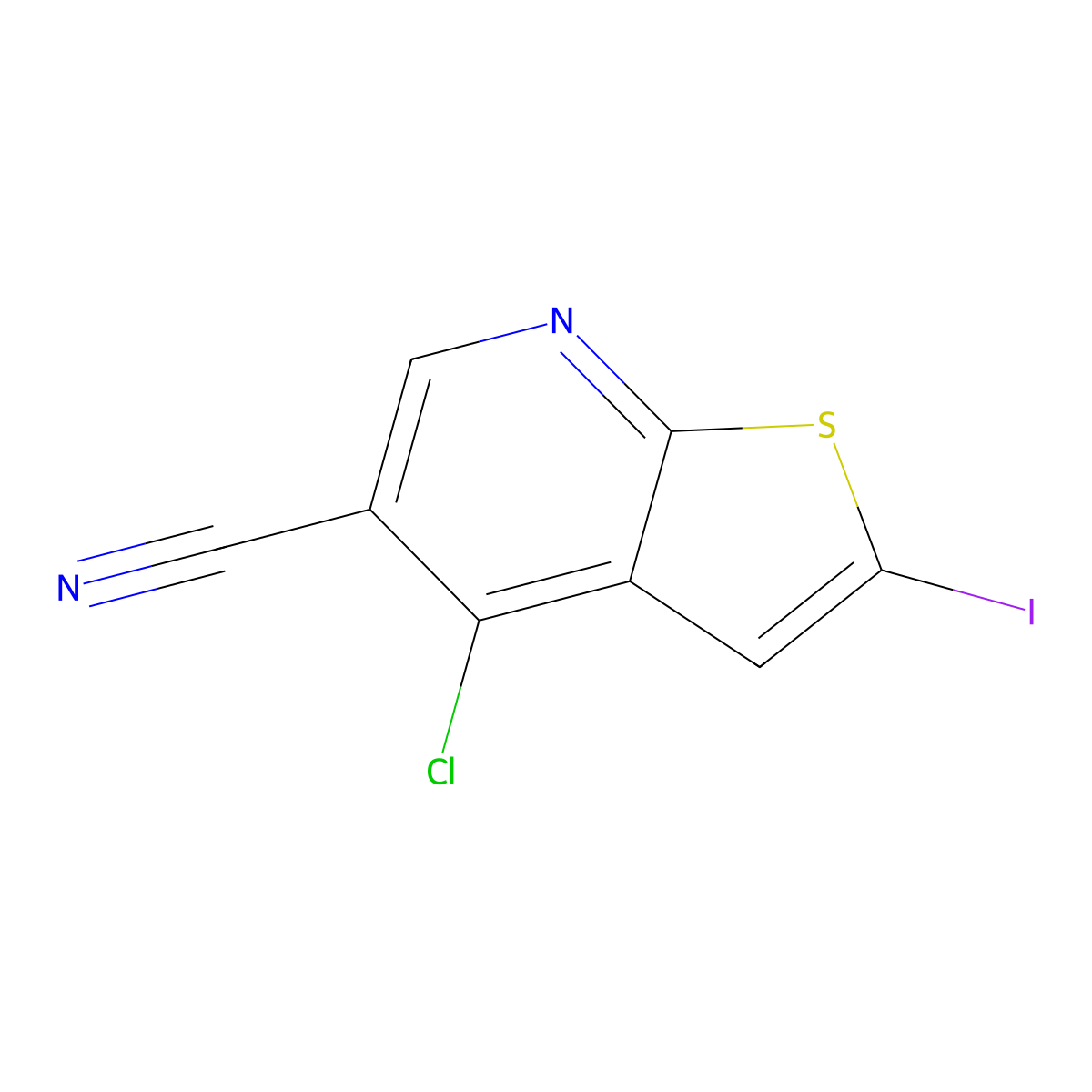 4-Chloro-2-iodothieno[2,3-B]pyridine-5-carbonitrile molecular structure, CAS 700844-18-4
