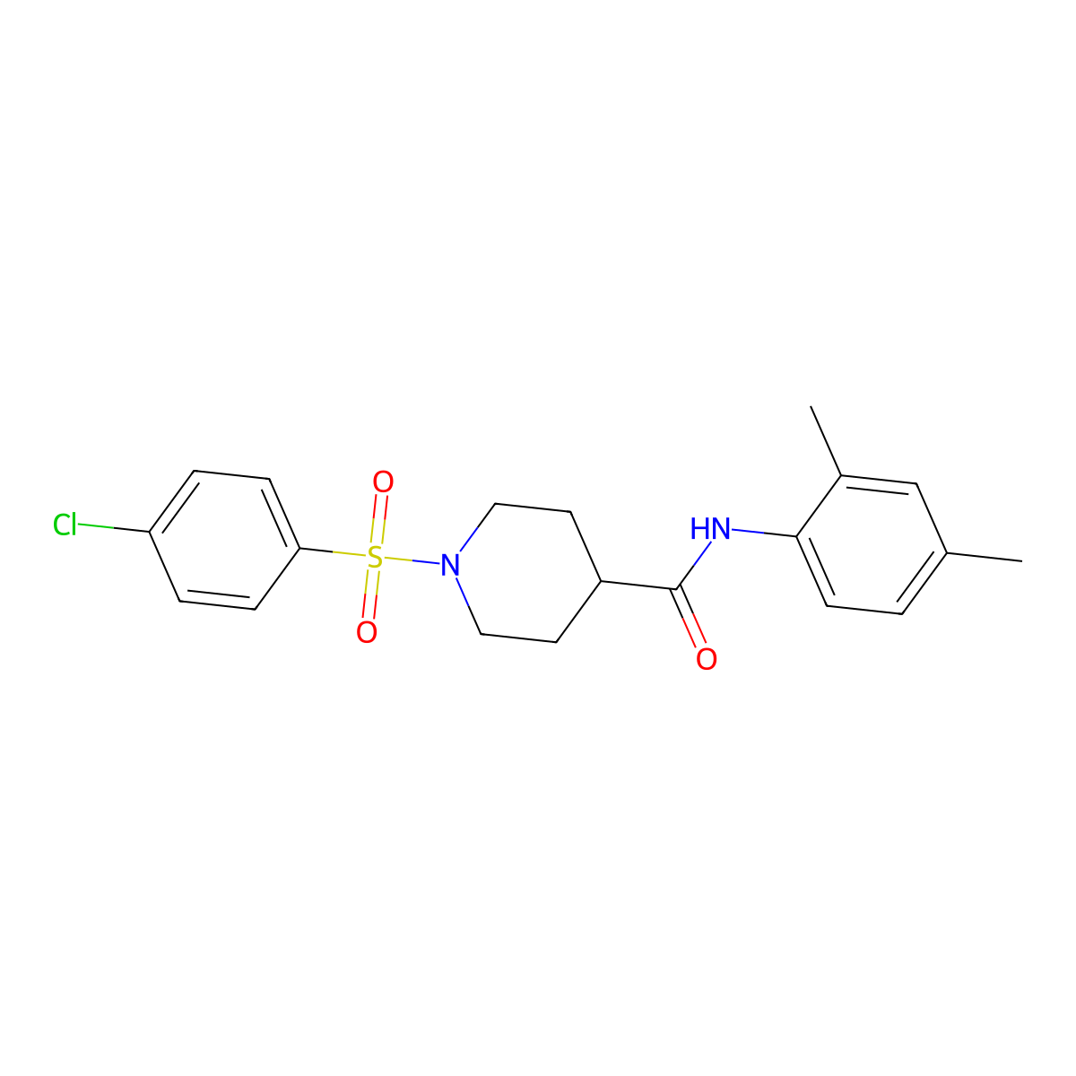1-(4-chlorophenyl)sulfonyl-N-(2,4-dimethylphenyl)piperidine-4-carboxamide molecular structure, CAS 700847-50-3