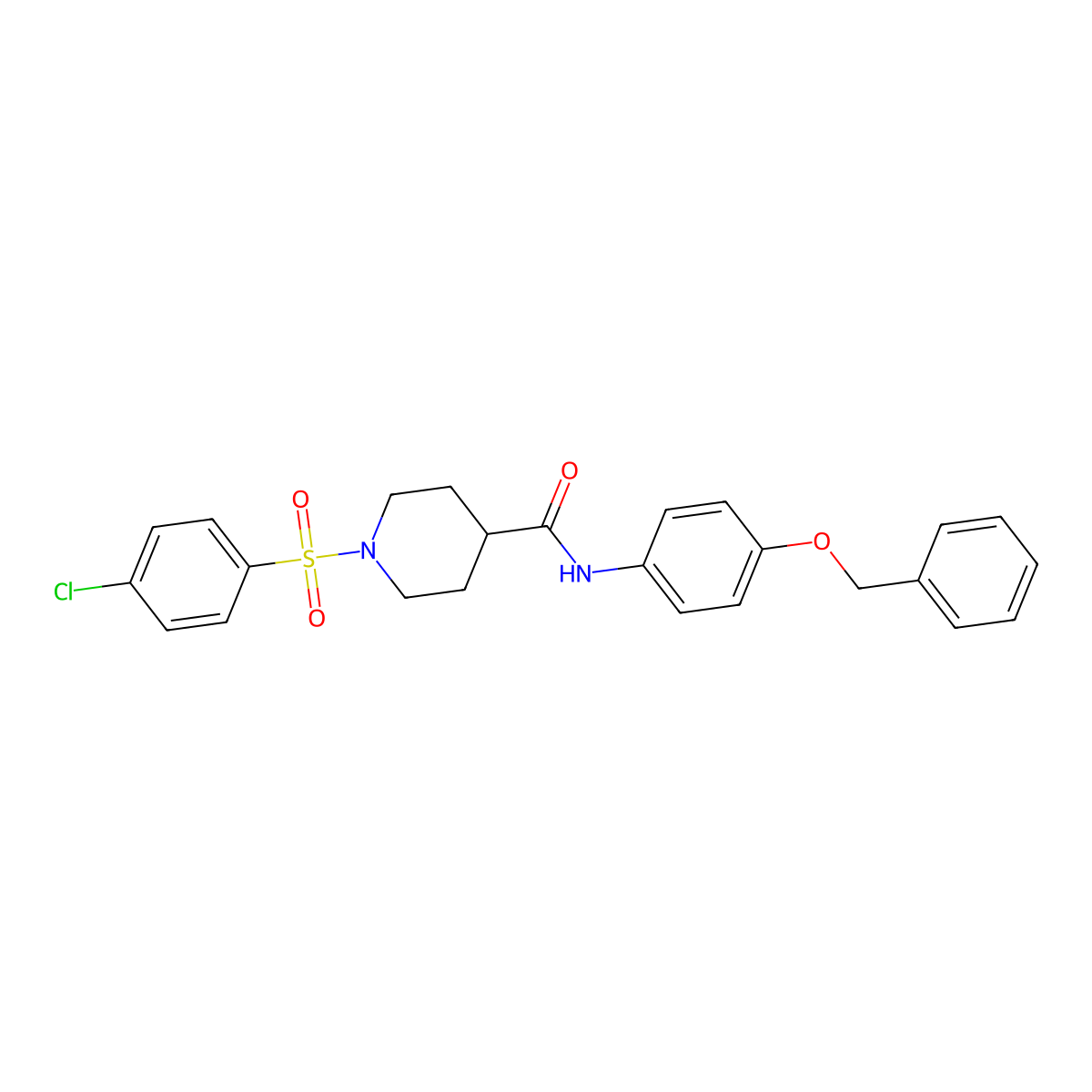 1-(4-chlorophenyl)sulfonyl-N-(4-phenylmethoxyphenyl)piperidine-4-carboxamide molecular structure, CAS 700847-53-6