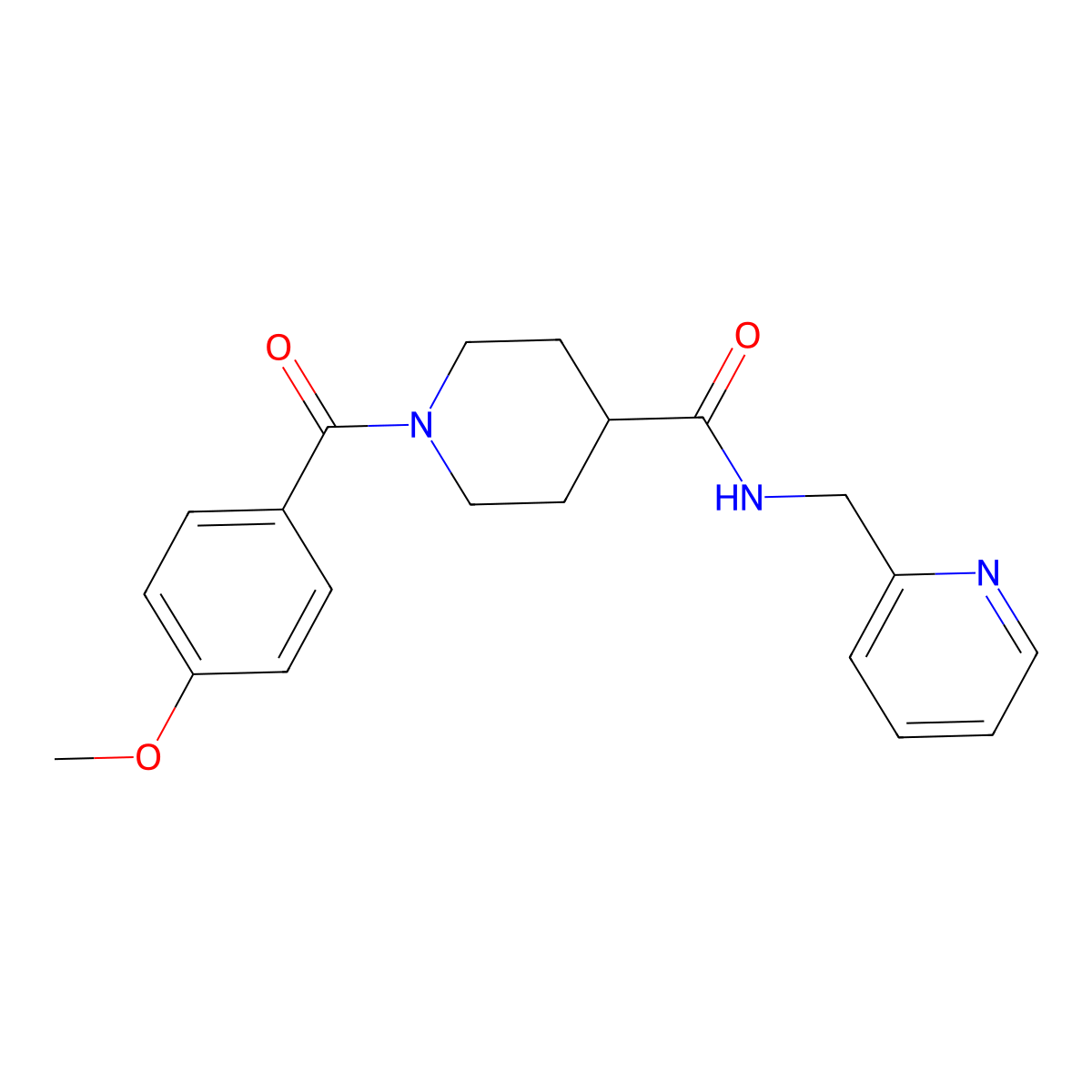 1-(4-methoxybenzoyl)-N-(pyridin-2-ylmethyl)piperidine-4-carboxamide molecular structure, CAS 700847-63-8