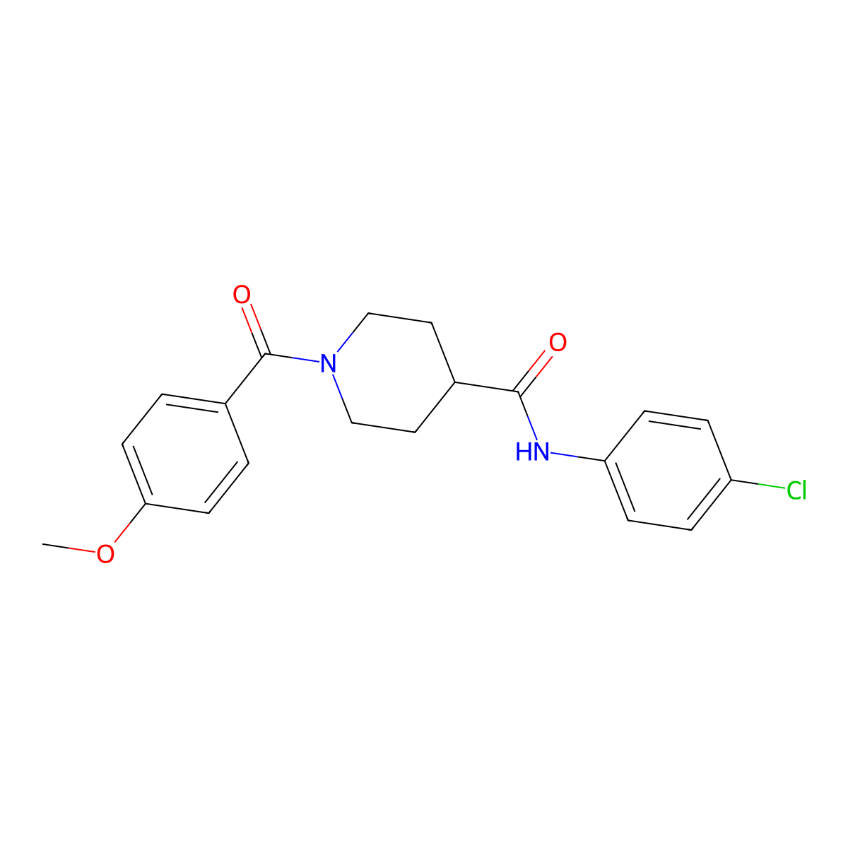 N-(4-chlorophenyl)-1-(4-methoxybenzoyl)piperidine-4-carboxamide molecular structure, CAS 700847-65-0