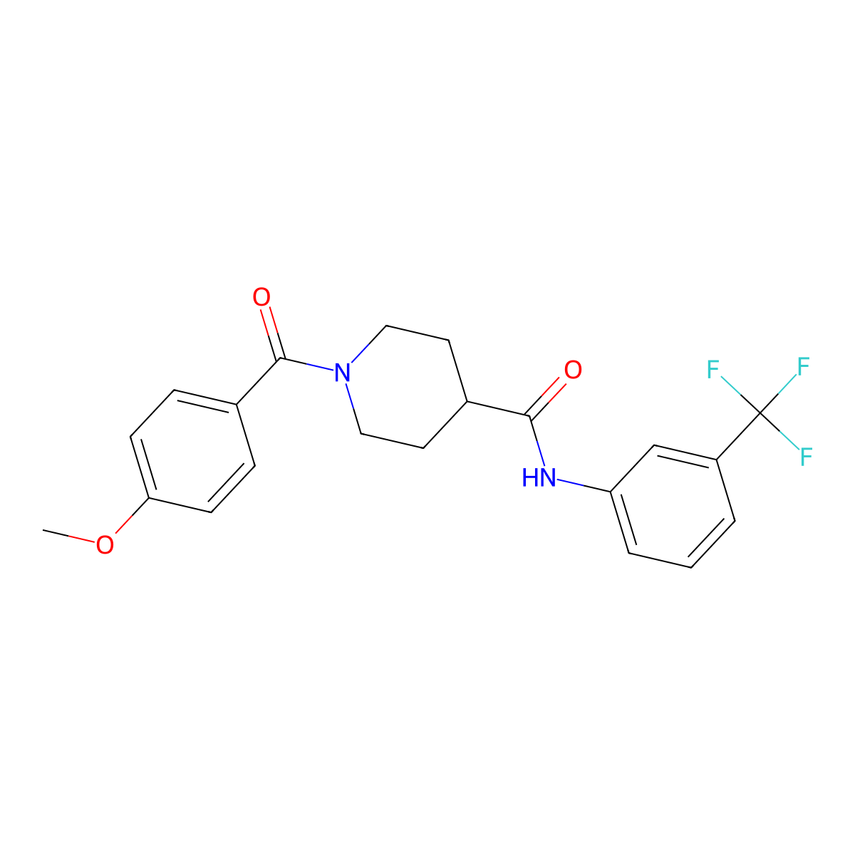 1-(4-methoxybenzoyl)-N-[3-(trifluoromethyl)phenyl]piperidine-4-carboxamide molecular structure, CAS 700847-67-2