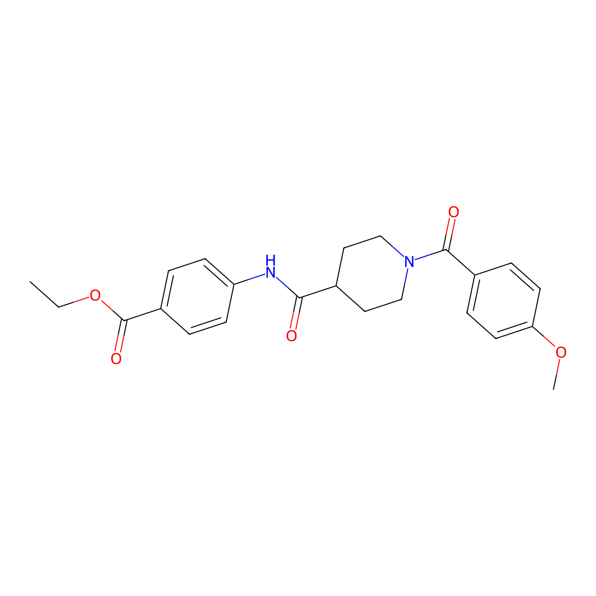 Ethyl 4-[1-(4-methoxybenzoyl)piperidine-4-amido]benzoate molecular structure, CAS 700847-73-0