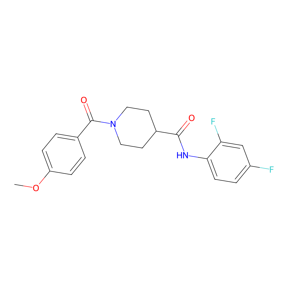 N-(2,4-difluorophenyl)-1-(4-methoxybenzoyl)piperidine-4-carboxamide molecular structure, CAS 700847-78-5
