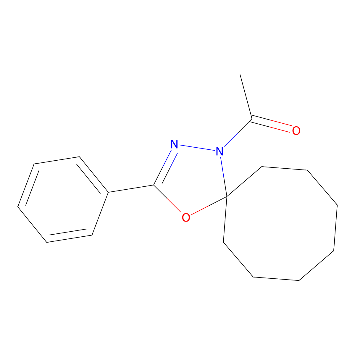 1-(3-Phenyl-4-oxa-1,2-diazaspiro[4.7]dodec-2-en-1-yl)ethanone molecular structure, CAS 700847-90-1
