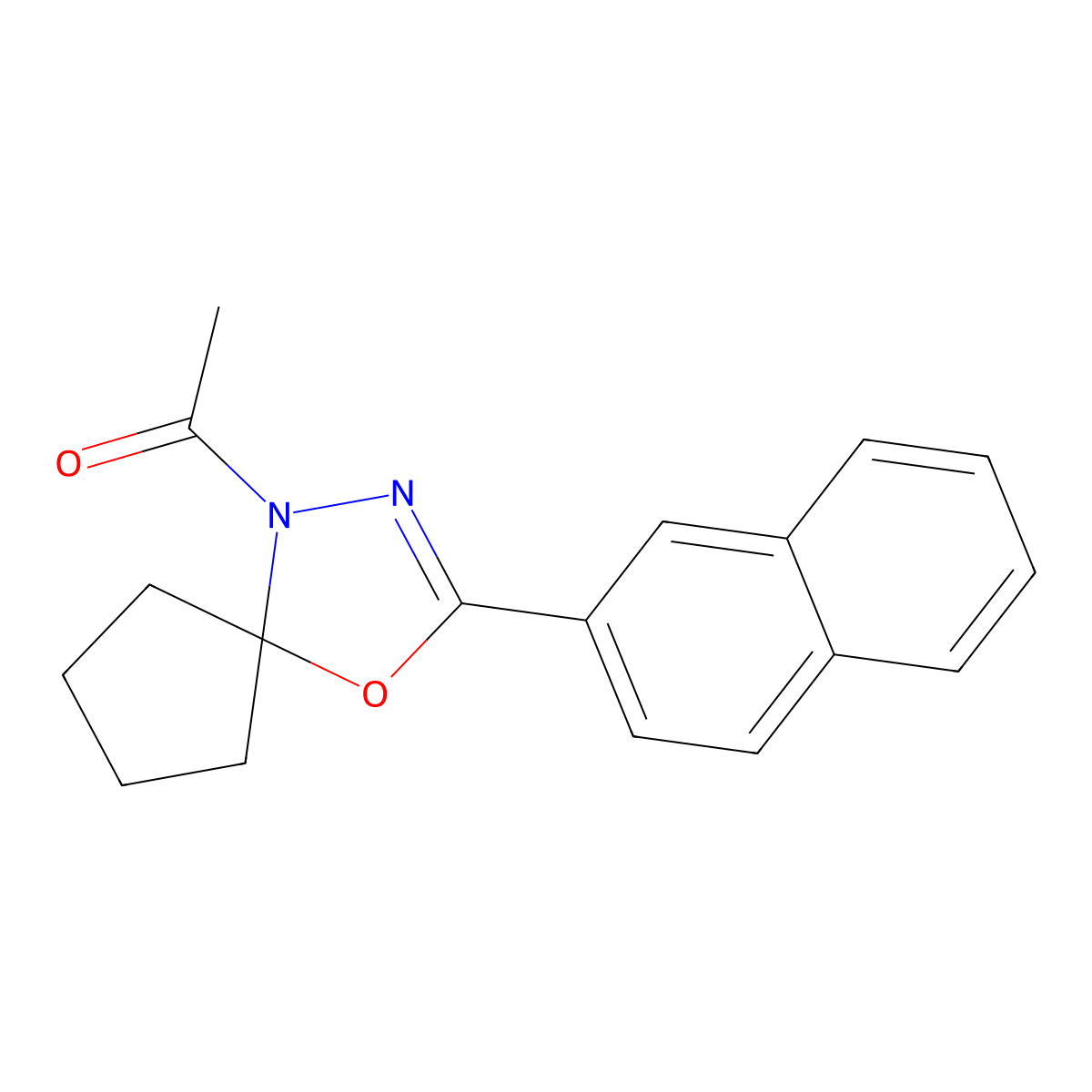 1-[3-(Naphthalen-2-yl)-4-oxa-1,2-diazaspiro[4.4]non-2-en-1-yl]ethanone molecular structure, CAS 700847-94-5