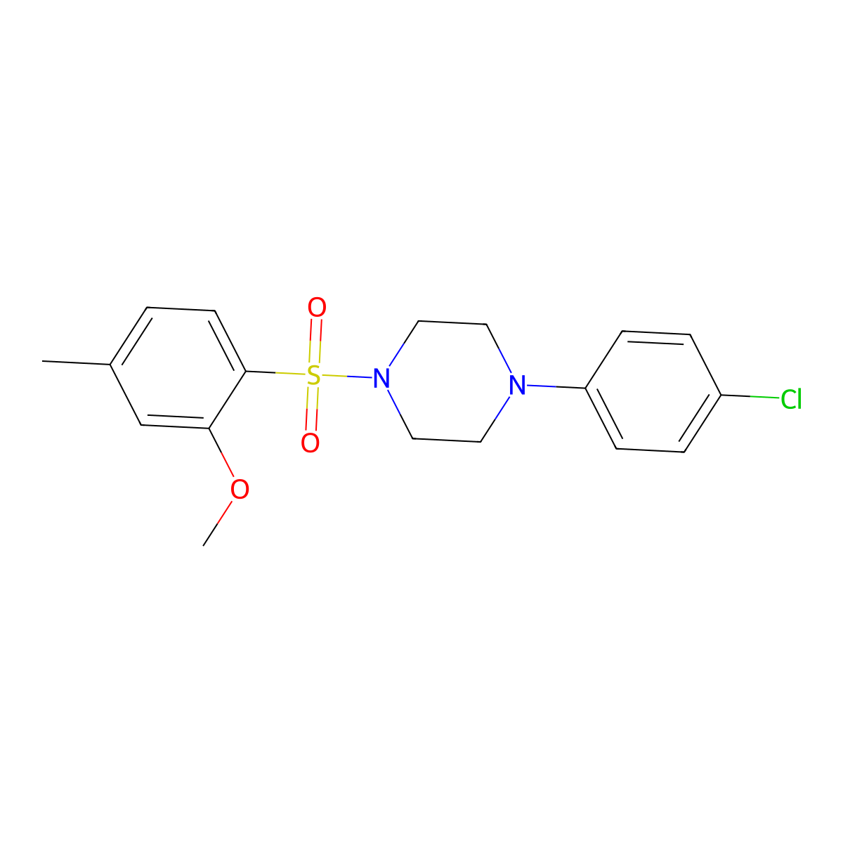 1-(4-Chlorophenyl)-4-(2-methoxy-4-methylphenyl)sulfonylpiperazine molecular structure, CAS 700849-03-2