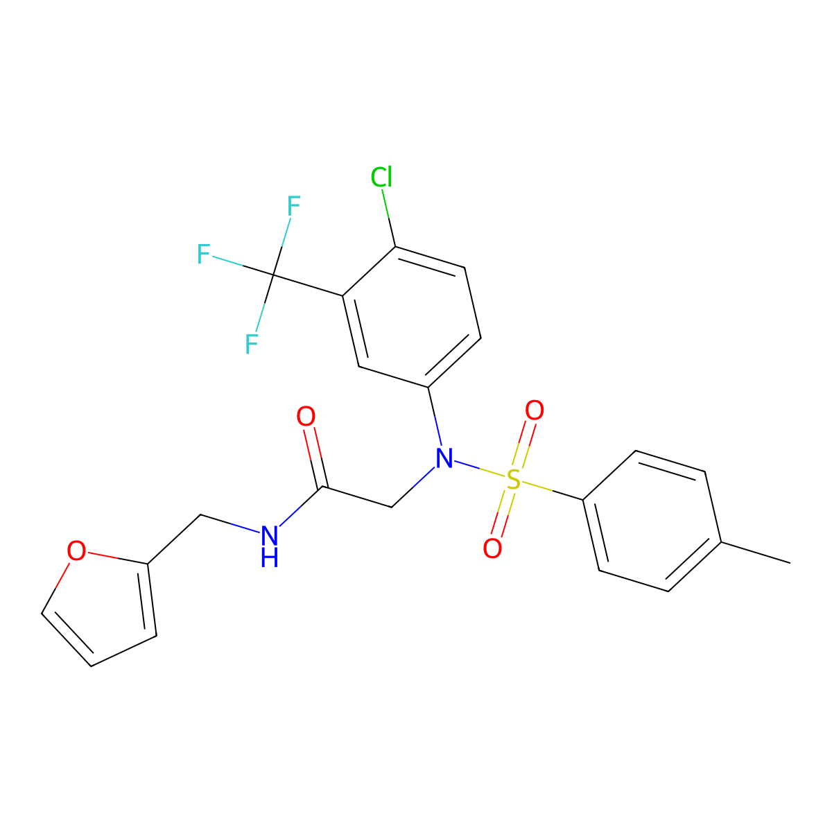2-[4-chloro-N-(4-methylphenyl)sulfonyl-3-(trifluoromethyl)anilino]-N-(furan-2-ylmethyl)acetamide molecular structure, CAS 700849-12-3