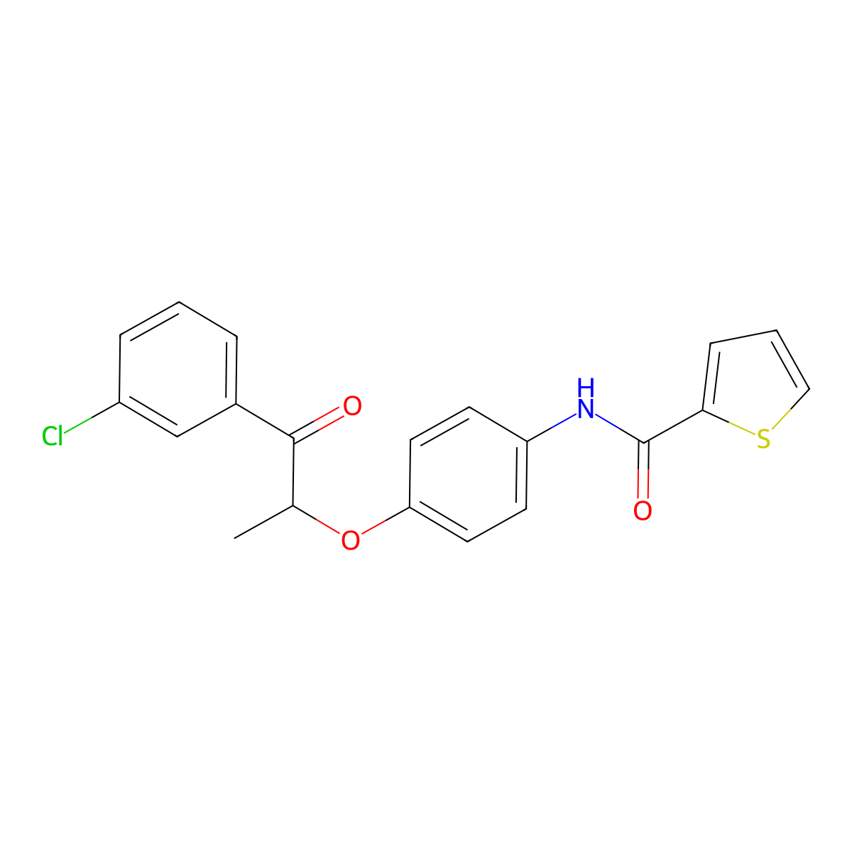 N-[4-[1-(3-chlorophenyl)-1-oxopropan-2-yl]oxyphenyl]thiophene-2-carboxamide molecular structure, CAS 700849-22-5