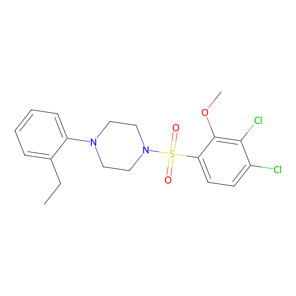 1-[(3,4-Dichloro-2-methoxyphenyl)sulfonyl]-4-(2-ethylphenyl)piperazine molecular structure, CAS 700849-39-4