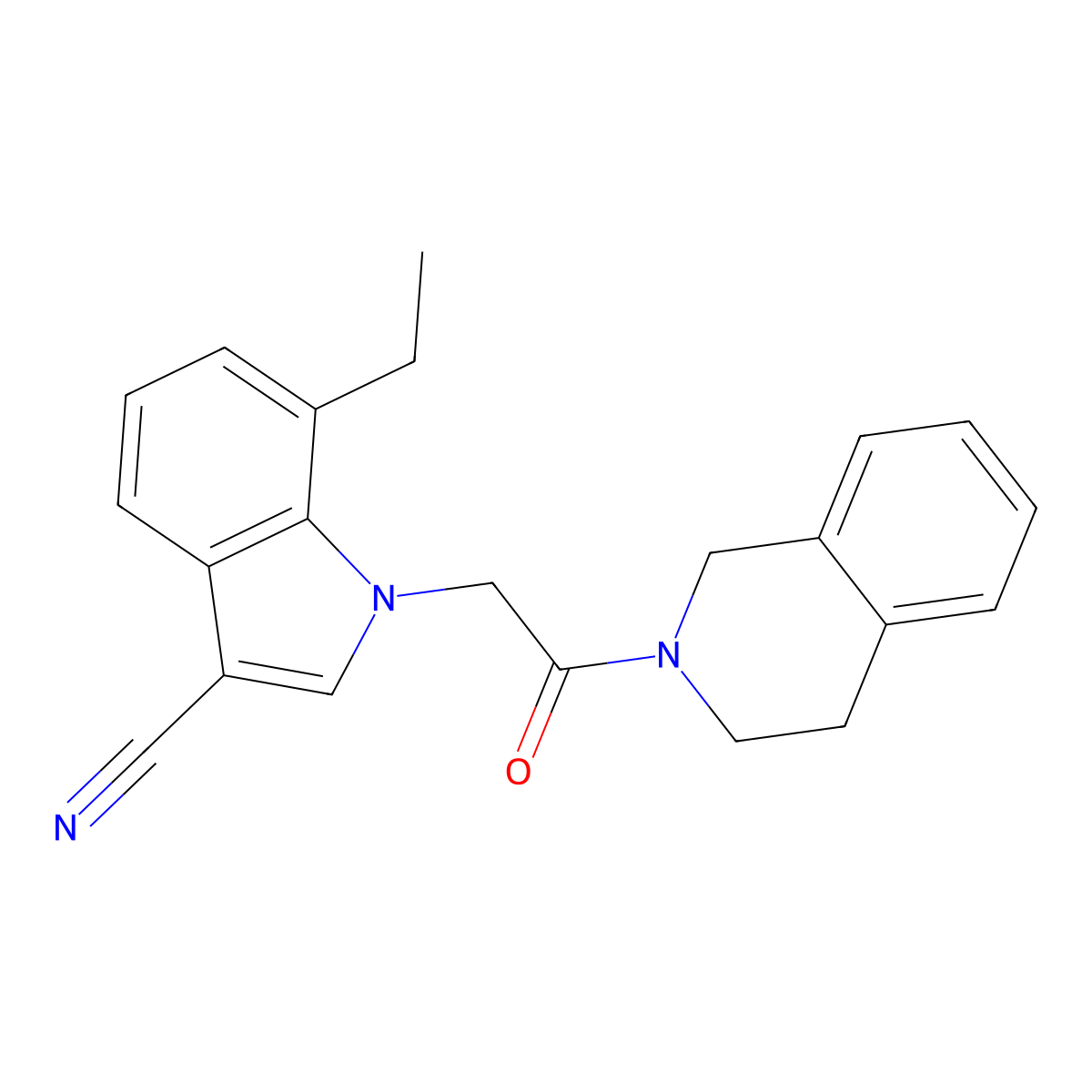 1-[2-(3,4-dihydro-1H-isoquinolin-2-yl)-2-oxoethyl]-7-ethylindole-3-carbonitrile molecular structure, CAS 700849-54-3
