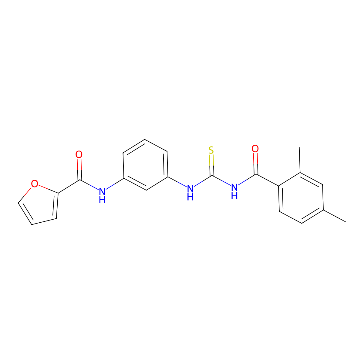 N-[3-[(2,4-dimethylbenzoyl)carbamothioylamino]phenyl]furan-2-carboxamide molecular structure, CAS 700849-69-0
