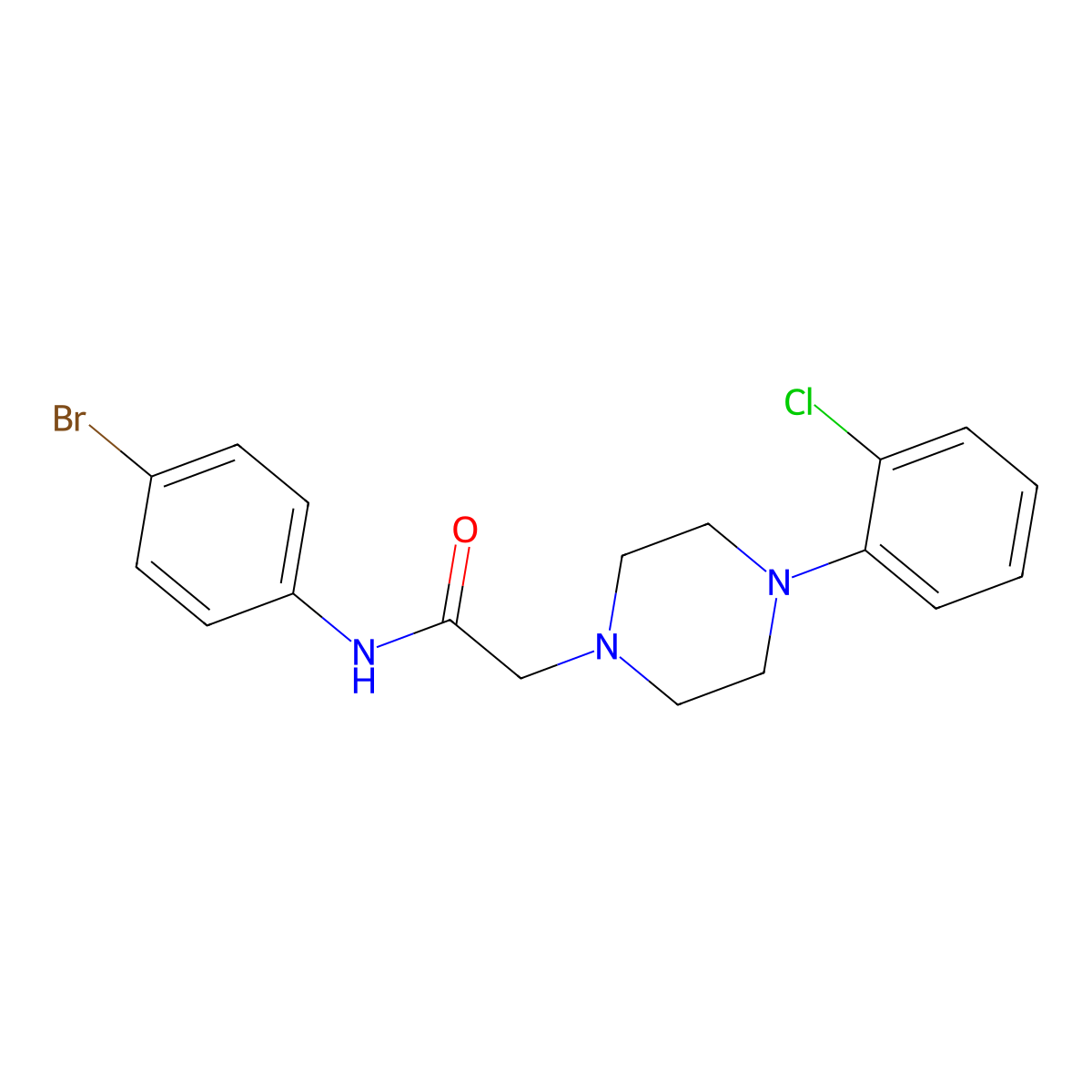 N-(4-bromophenyl)-2-[4-(2-chlorophenyl)piperazin-1-yl]acetamide molecular structure, CAS 700849-75-8