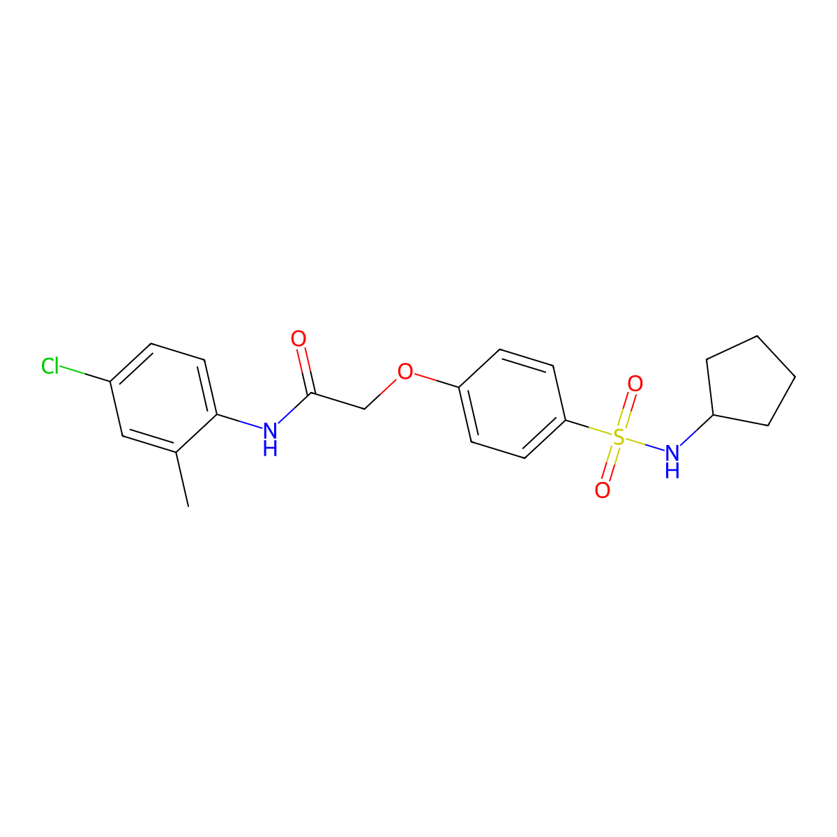 N-(4-chloro-2-methylphenyl)-2-[4-(cyclopentylsulfamoyl)phenoxy]acetamide molecular structure, CAS 700849-85-0