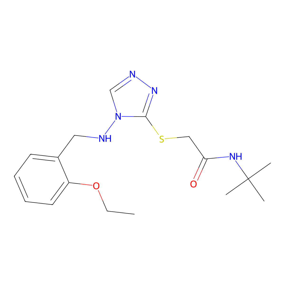 N-tert-Butyl-2-[4-(2-ethoxy-benzylamino)-4H-[1,2,4]triazol-3-ylsulfanyl]-acetamide molecular structure, CAS 700849-92-9
