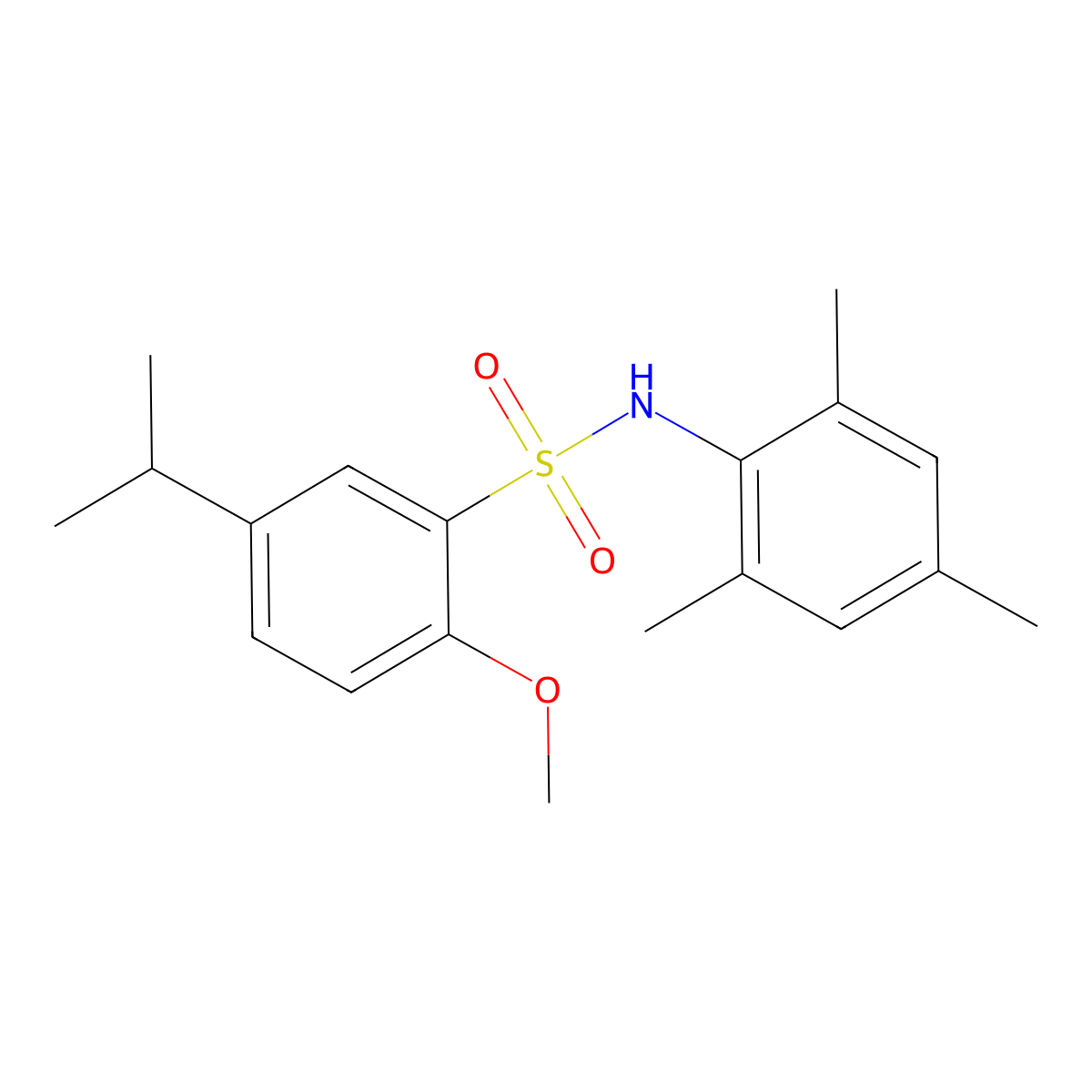 2-methoxy-5-(propan-2-yl)-N-(2,4,6-trimethylphenyl)benzene-1-sulfonamide molecular structure, CAS 700849-93-0