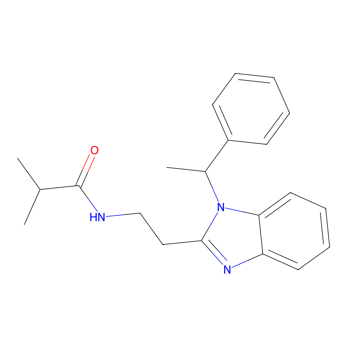 2-methyl-N-{2-[1-(1-phenylethyl)-1H-1,3-benzodiazol-2-yl]ethyl}propanamide molecular structure, CAS 700849-98-5