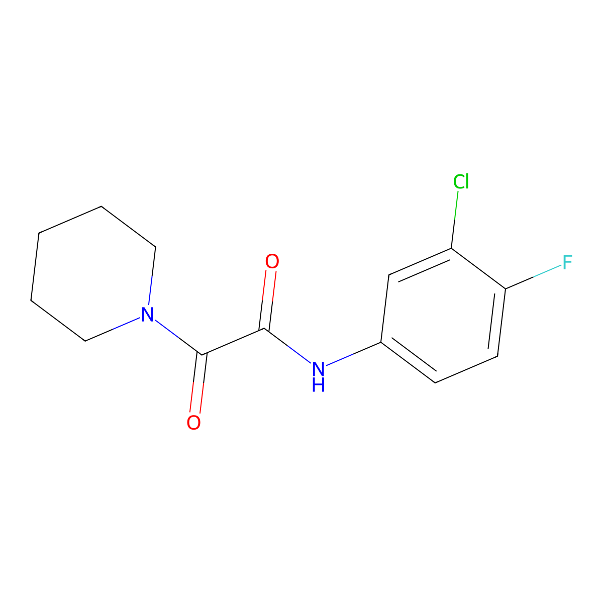 N-(3-chloro-4-fluorophenyl)-2-oxo-2-piperidin-1-ylacetamide molecular structure, CAS 700850-01-7