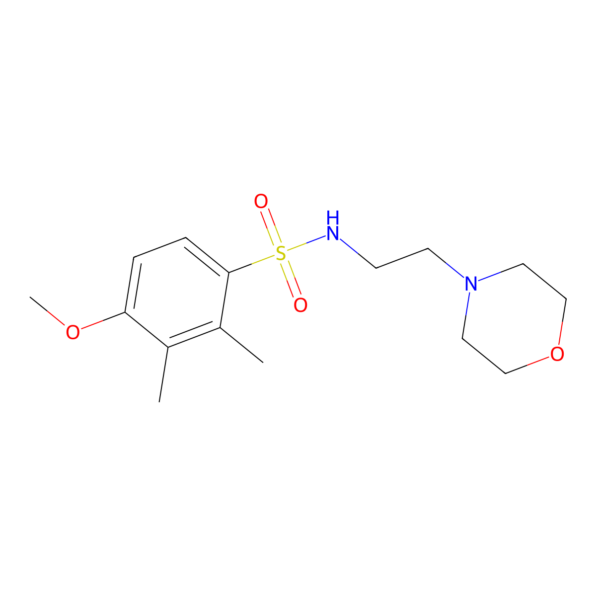4-Methoxy-2,3-dimethyl-N-(2-morpholin-4-yl-ethyl)-benzenesulfonamide molecular structure, CAS 700850-15-3