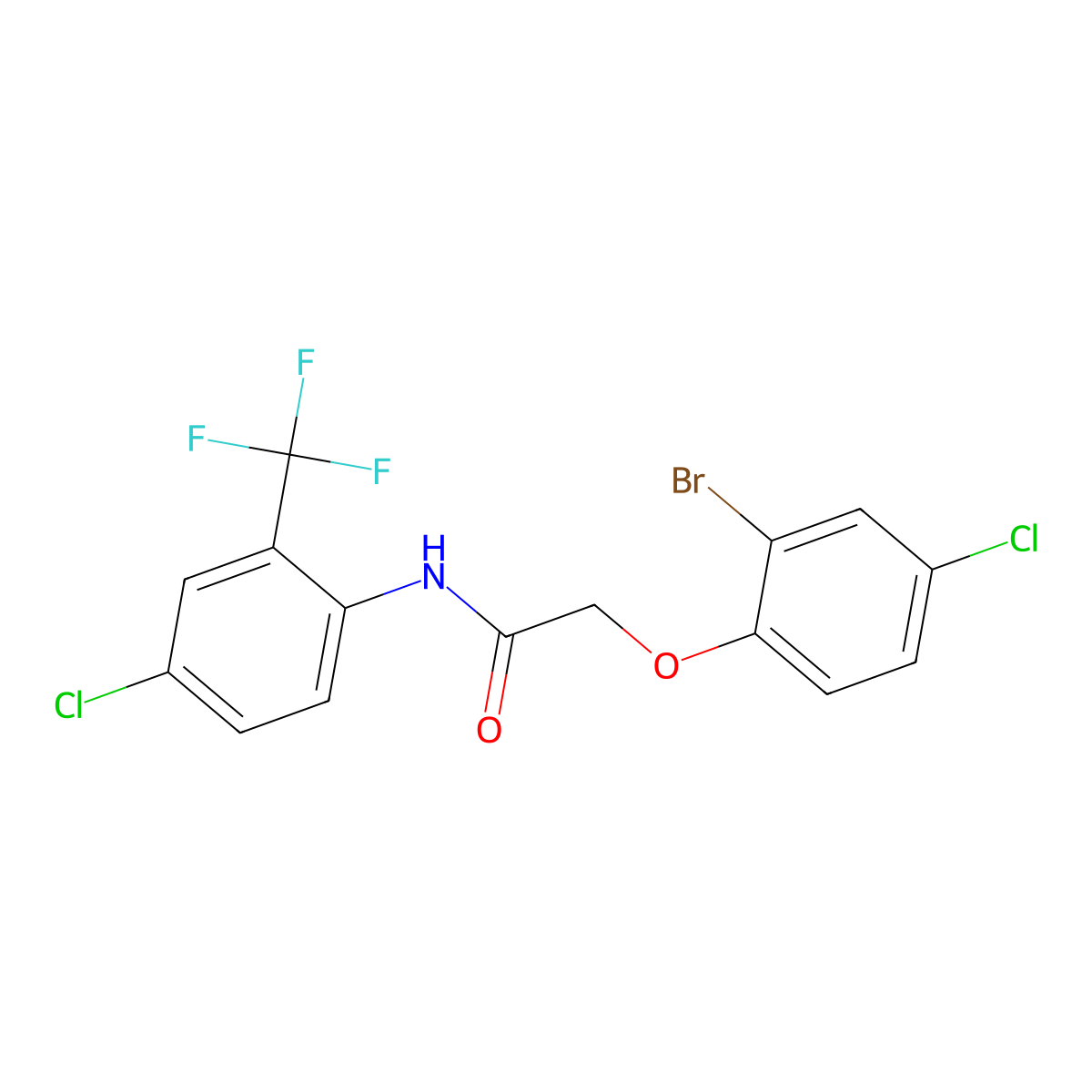 2-(2-bromo-4-chlorophenoxy)-N-[4-chloro-2-(trifluoromethyl)phenyl]acetamide molecular structure, CAS 700850-17-5