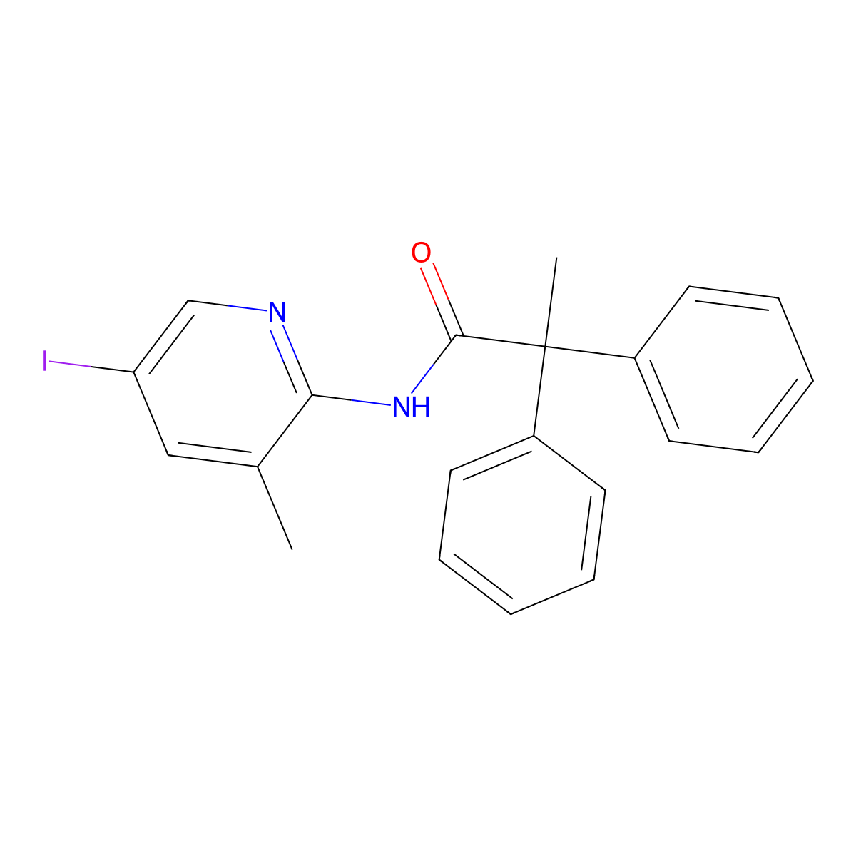 N-(5-iodo-3-methylpyridin-2-yl)-2,2-diphenylpropanamide molecular structure, CAS 700850-19-7