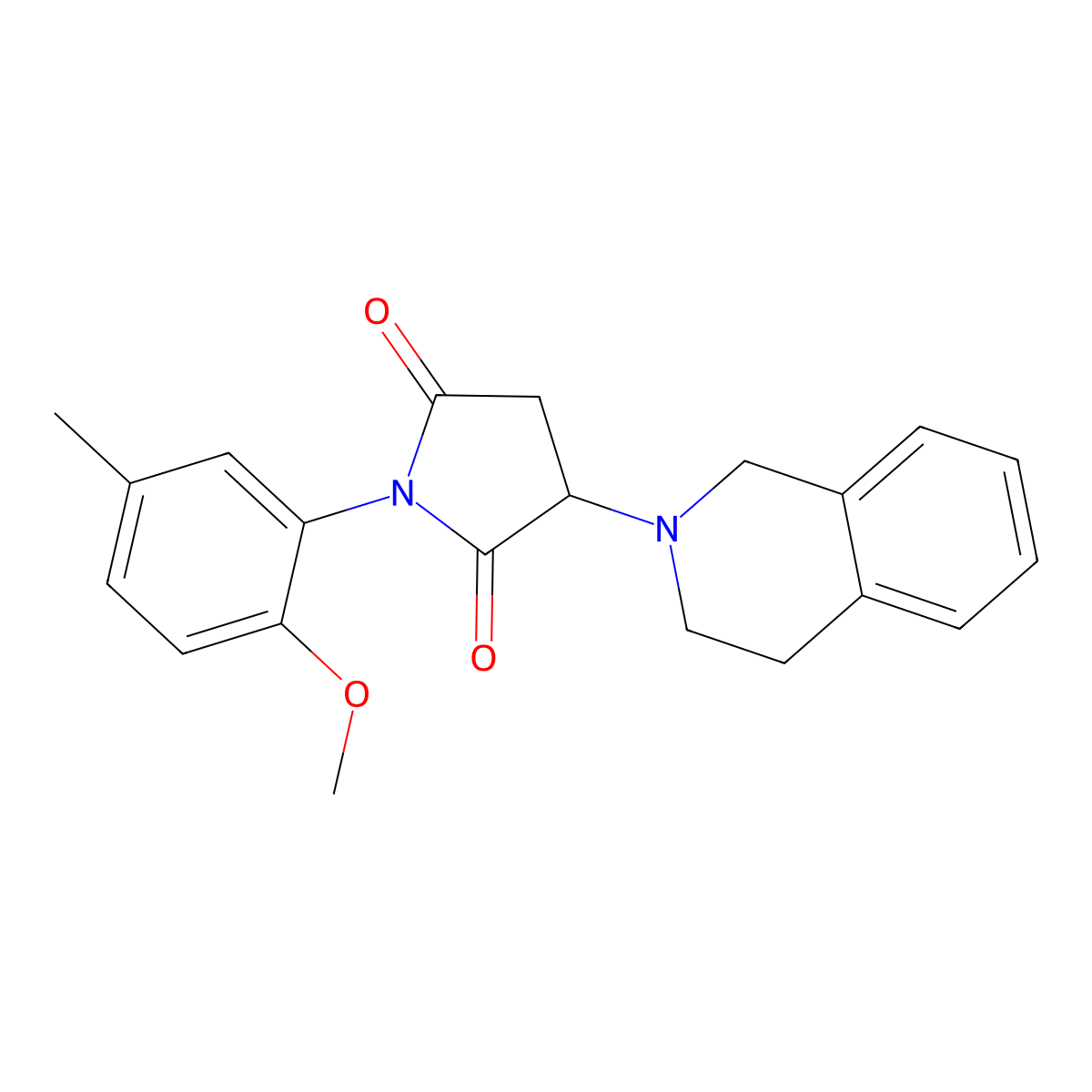 3-(3,4-dihydroisoquinolin-2(1H)-yl)-1-(2-methoxy-5-methylphenyl)pyrrolidine-2,5-dione molecular structure, CAS 700850-46-0