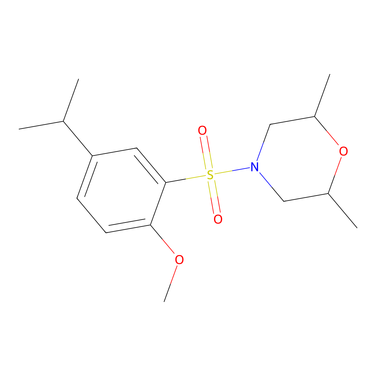 4-{[2-Methoxy-5-(methylethyl)phenyl]sulfonyl}-2,6-dimethylmorpholine molecular structure, CAS 700850-48-2