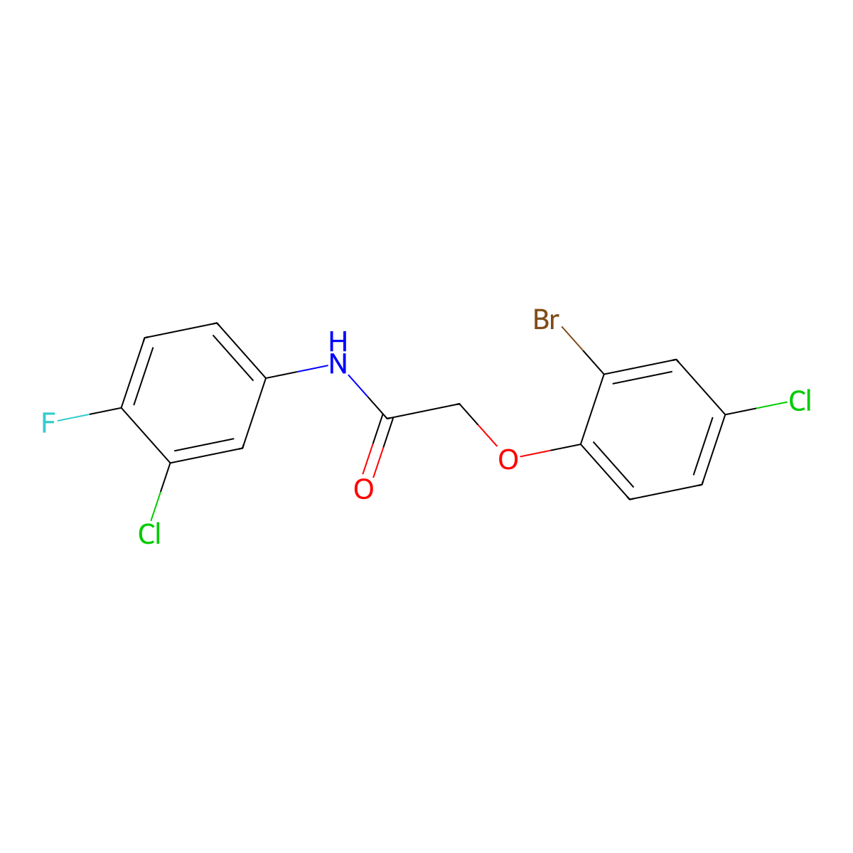 2-(2-bromo-4-chlorophenoxy)-N-(3-chloro-4-fluorophenyl)acetamide molecular structure, CAS 700850-75-5
