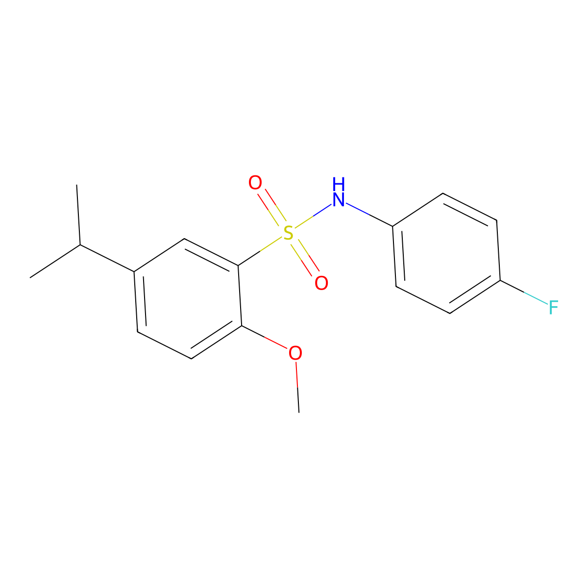 N-(4-fluorophenyl)-5-isopropyl-2-methoxybenzenesulfonamide molecular structure, CAS 700850-83-5