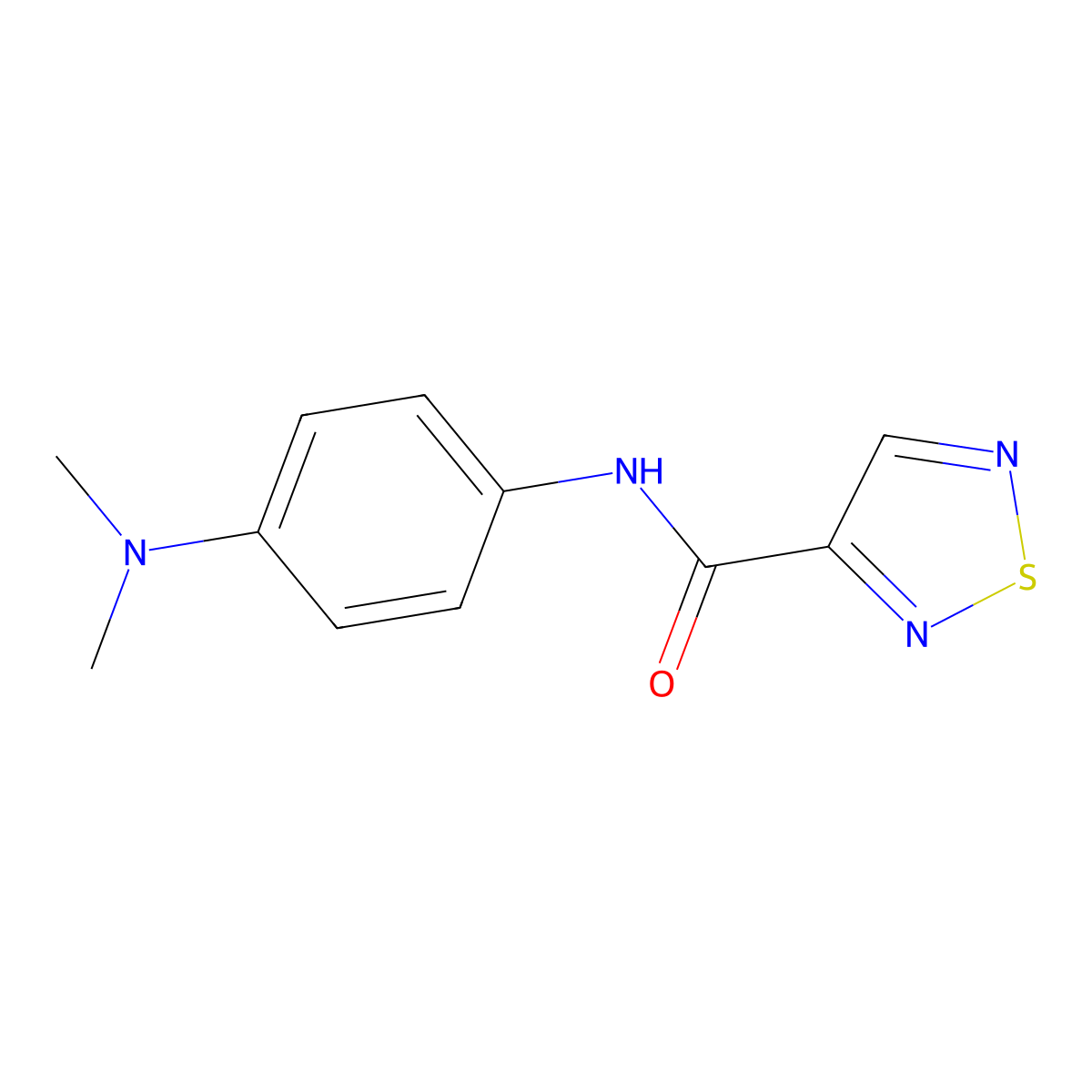 N-(4-(dimethylamino)phenyl)-1,2,5-thiadiazole-3-carboxamide molecular structure, CAS 700850-84-6