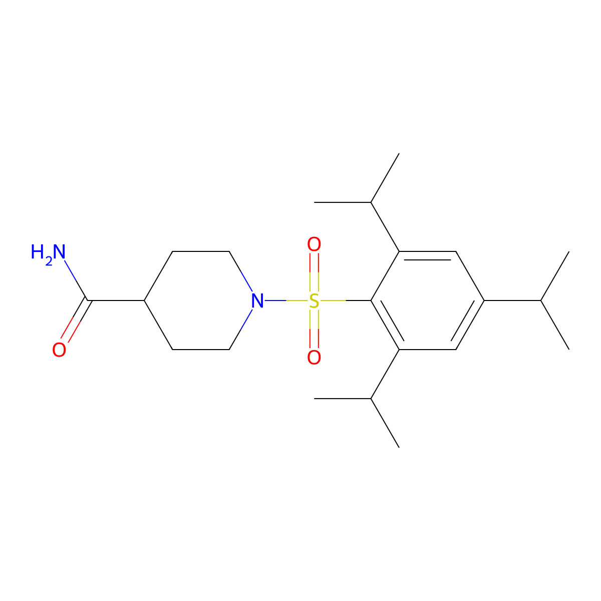 1-{[2,4,6-Tris(methylethyl)phenyl]sulfonyl}piperidine-4-carboxamide molecular structure, CAS 700850-95-9