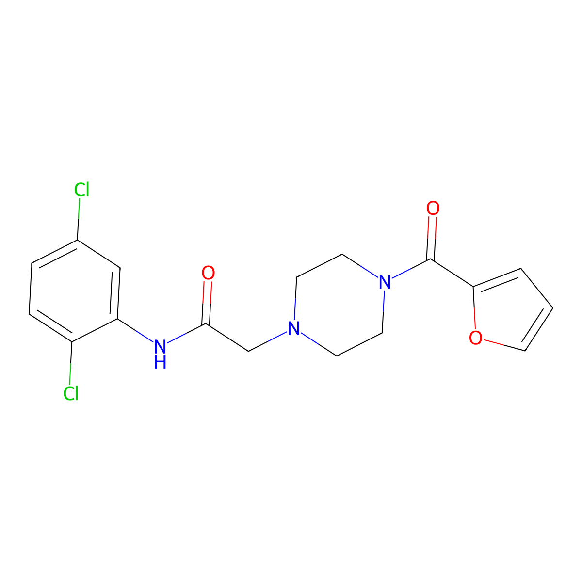 N-(2,5-Dichloro-phenyl)-2-[4-(furan-2-carbonyl)-piperazin-1-yl]-acetamide molecular structure, CAS 700851-16-7
