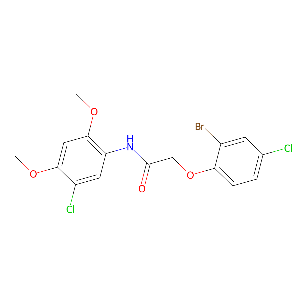 2-(2-bromo-4-chlorophenoxy)-N-(5-chloro-2,4-dimethoxyphenyl)acetamide molecular structure, CAS 700851-30-5
