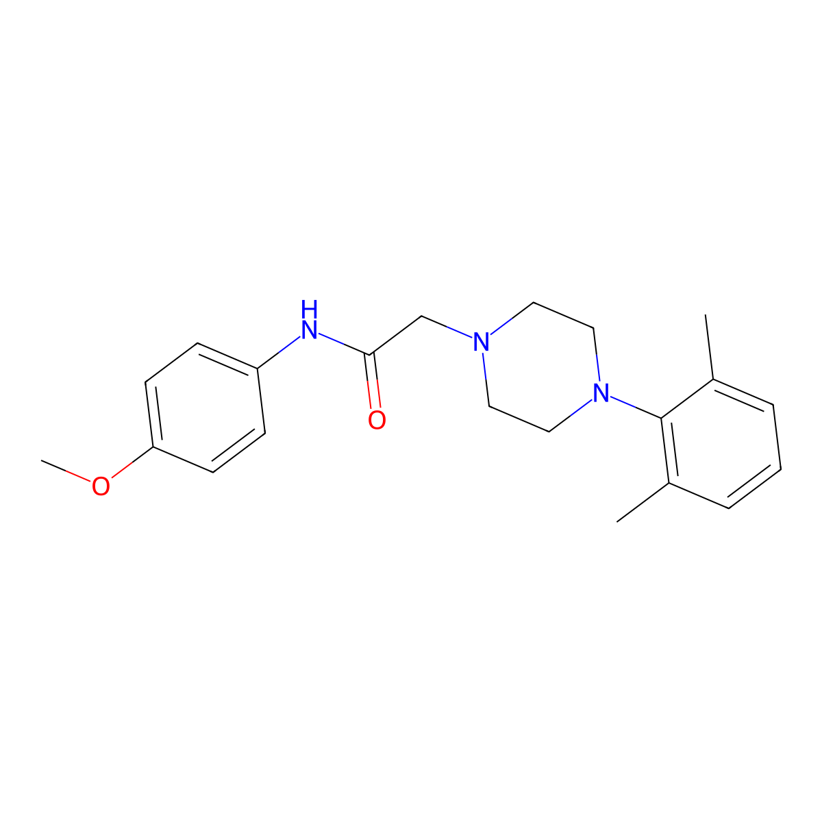 2-[4-(2,6-dimethylphenyl)piperazin-1-yl]-N-(4-methoxyphenyl)acetamide molecular structure, CAS 700851-33-8